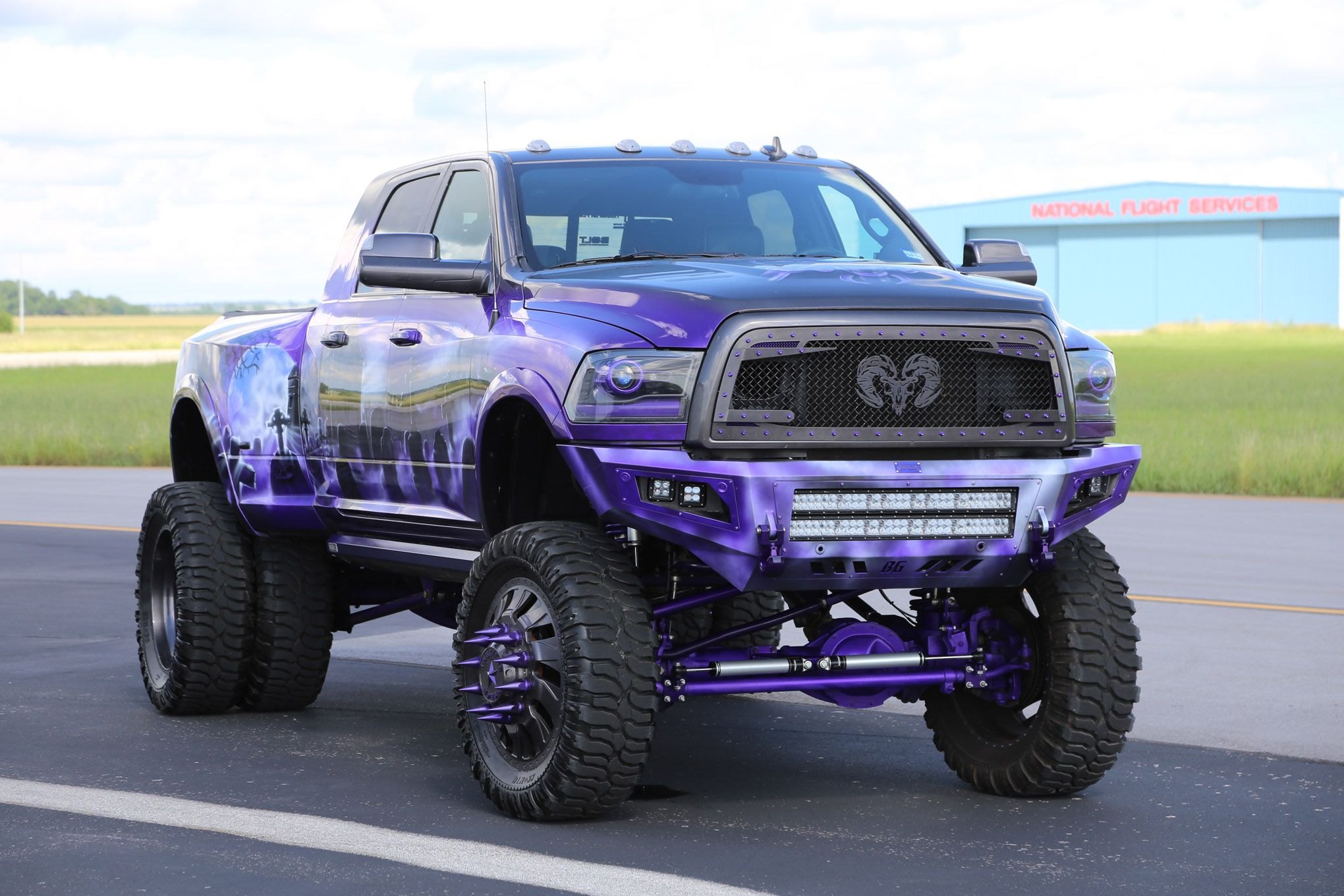 Purple Airbrushed Dodge Ram with BG Front Bumper - Photo by Travis Haecker, Chris Castaneda