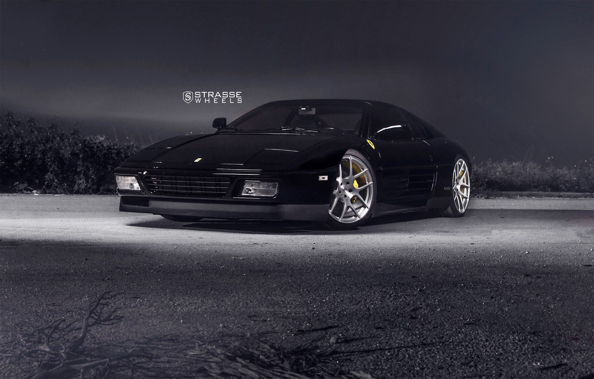 Custom Front Bumper on Black Ferrari 348 - Photo by Strasse Forged