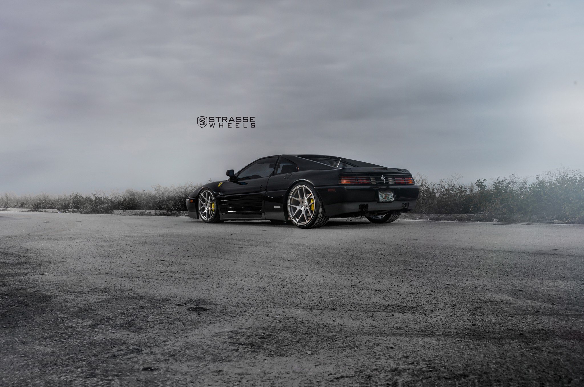 Black Ferrari 348 with Aftermarket Side Skirts - Photo by Strasse Forged