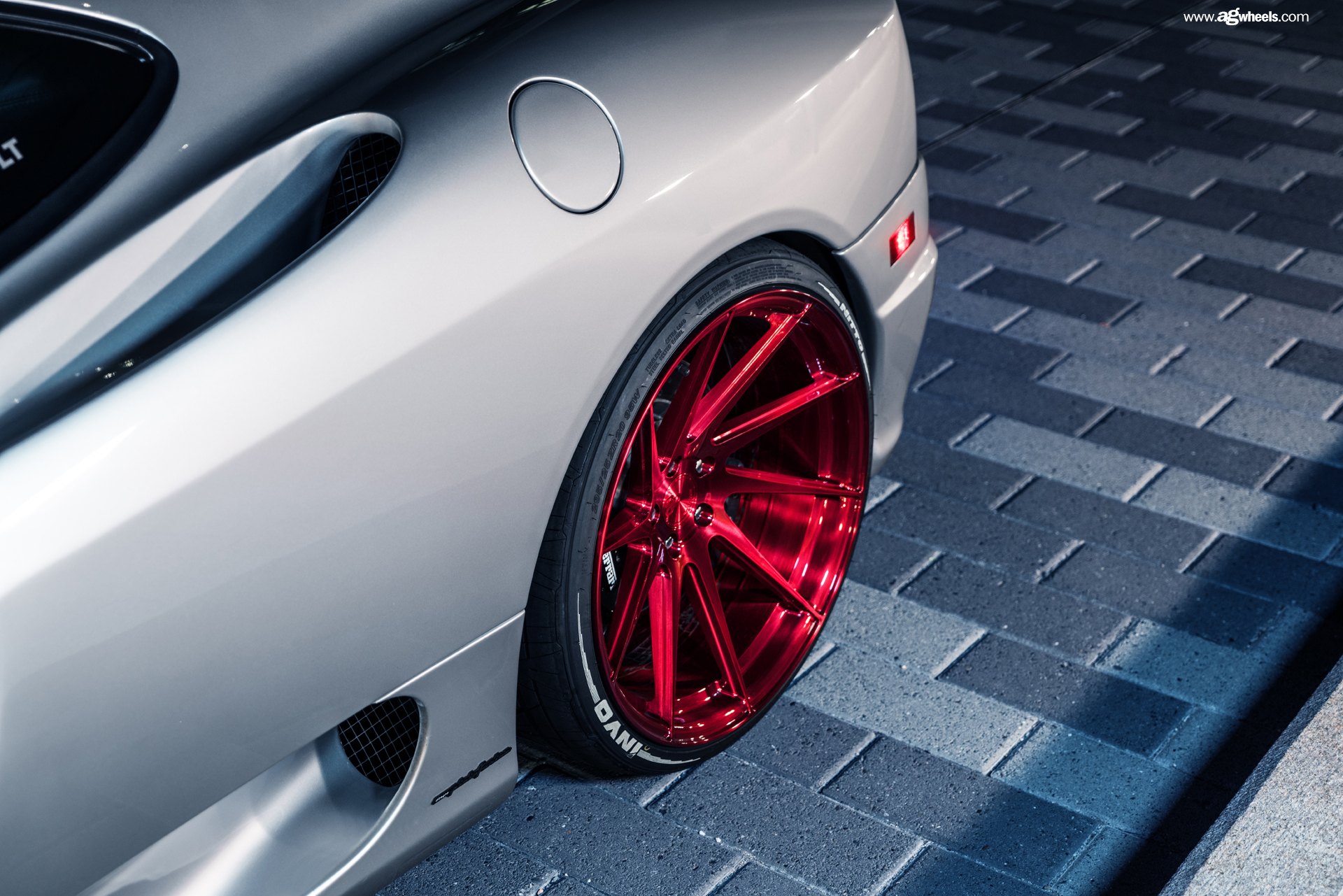 Custom Red Avant Garde Wheels on Gray Ferrari 360 - Photo by Avant Garde Wheels
