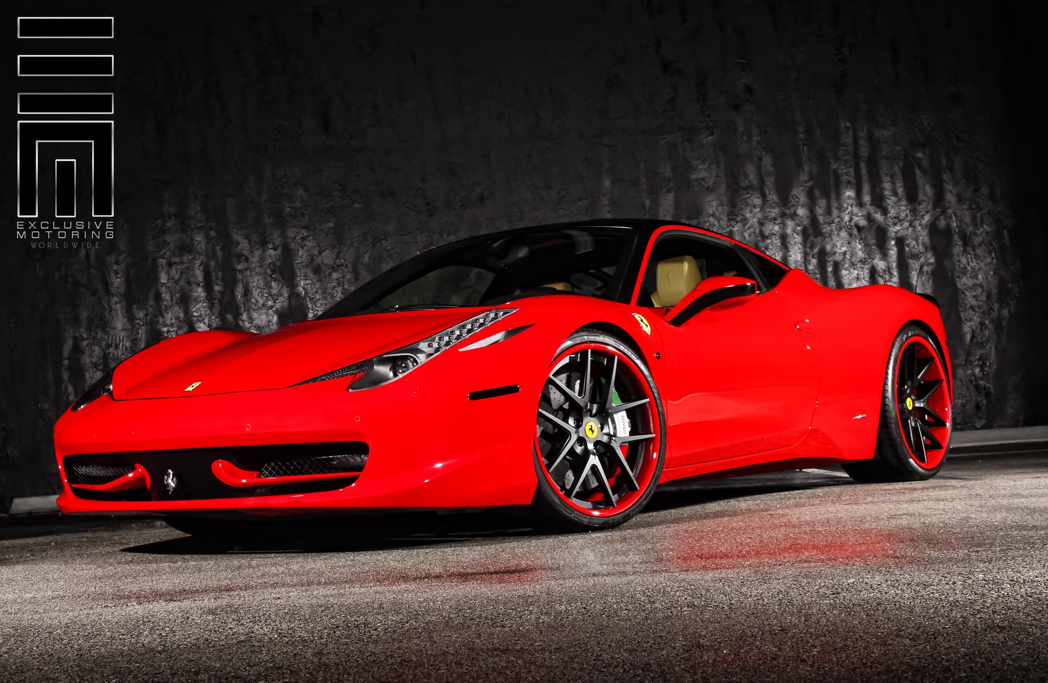 Ferrari 458 on Black Rims With Red Lips - Photo by Exclusive Motoring