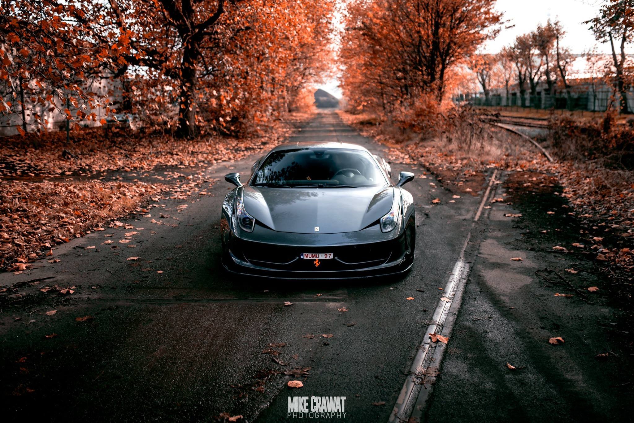 Gray Ferrari 458 with Aftermarket Front Bumper - Photo by Mike Crawat Photography