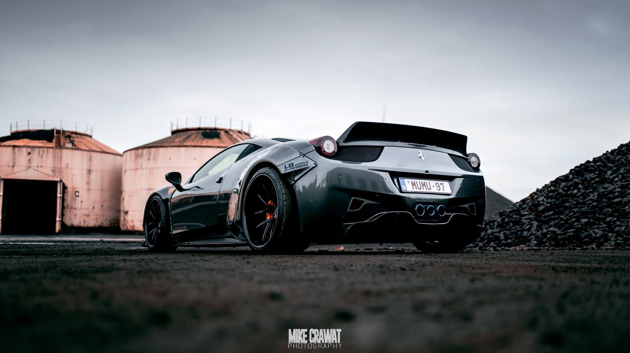 Gray Ferrari 458 with Custom Style Rear Spoiler - Photo by Mike Crawat Photography