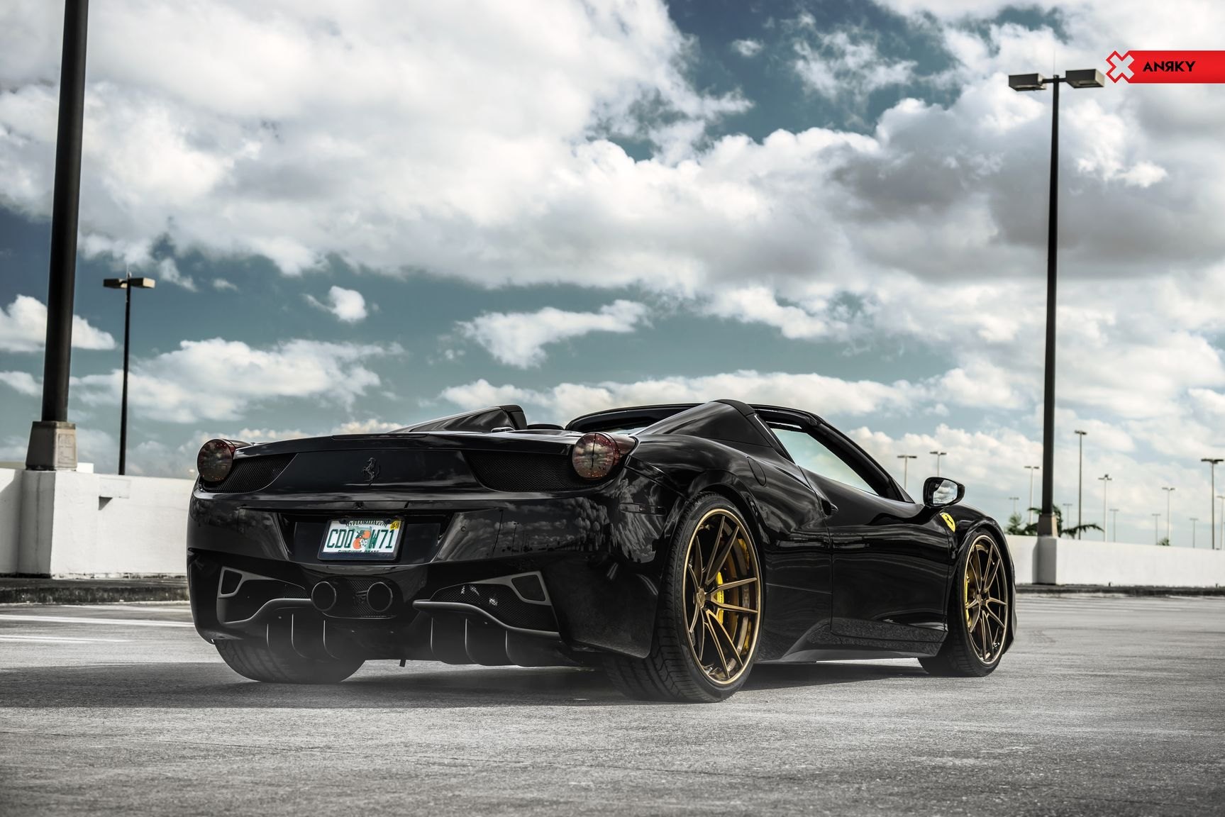 Aftermarket Rear Diffuser on Black Ferrari 458 - Photo by Anrky Wheels