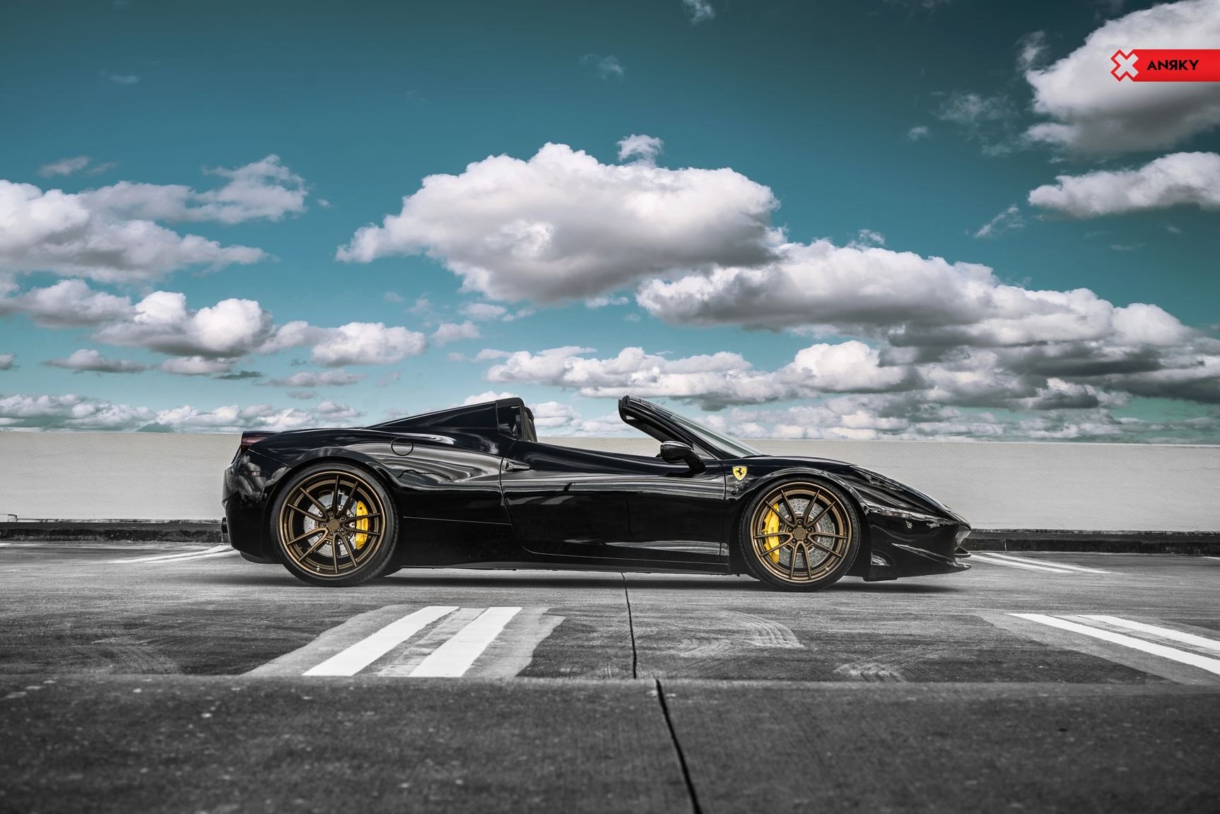 Matte Bronze Anrky Wheels on Black Ferrari 458 - Photo by Anrky Wheels
