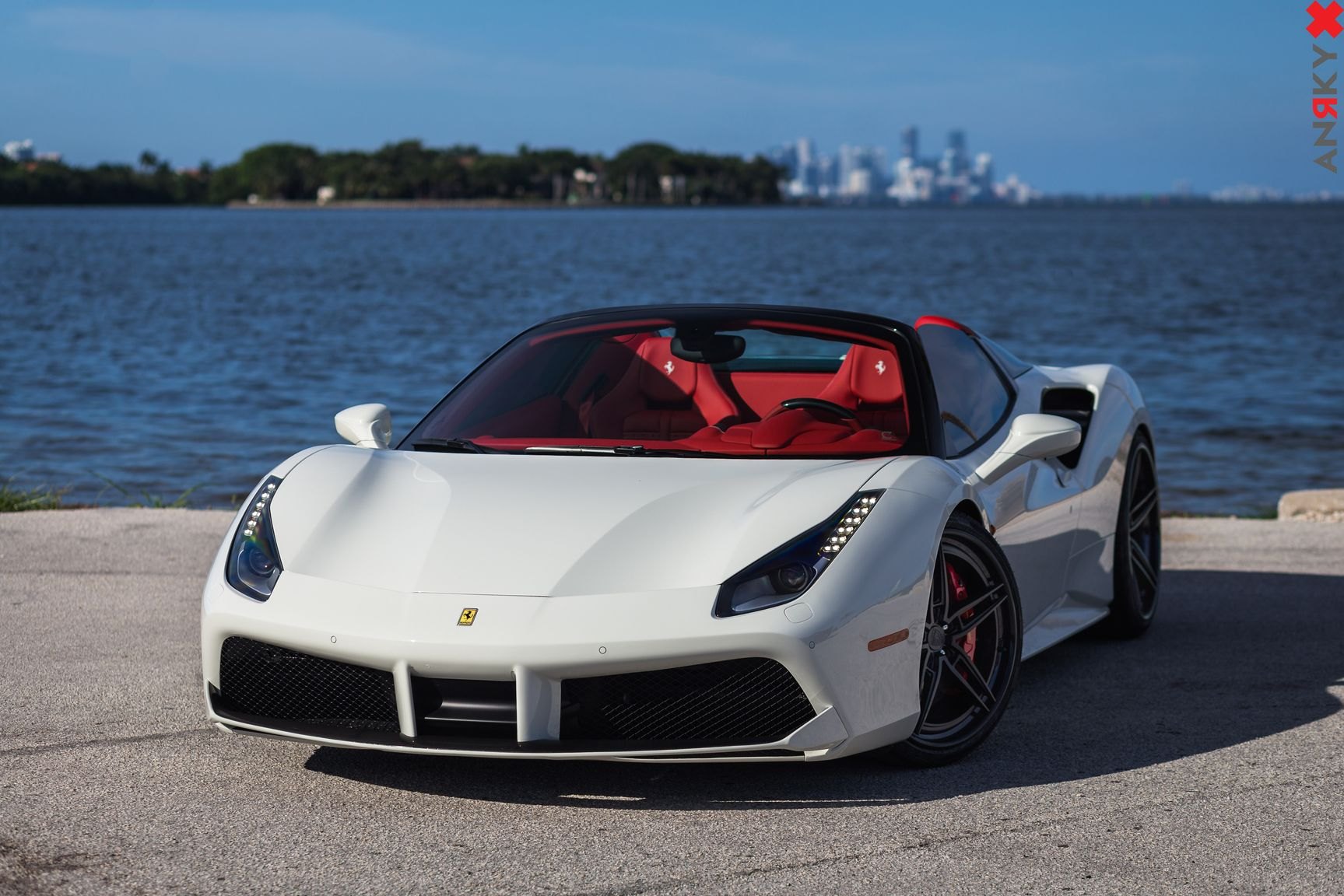 Custom White Convertible Ferrari 488 with Anrky Rims - Photo by Anrky Wheels