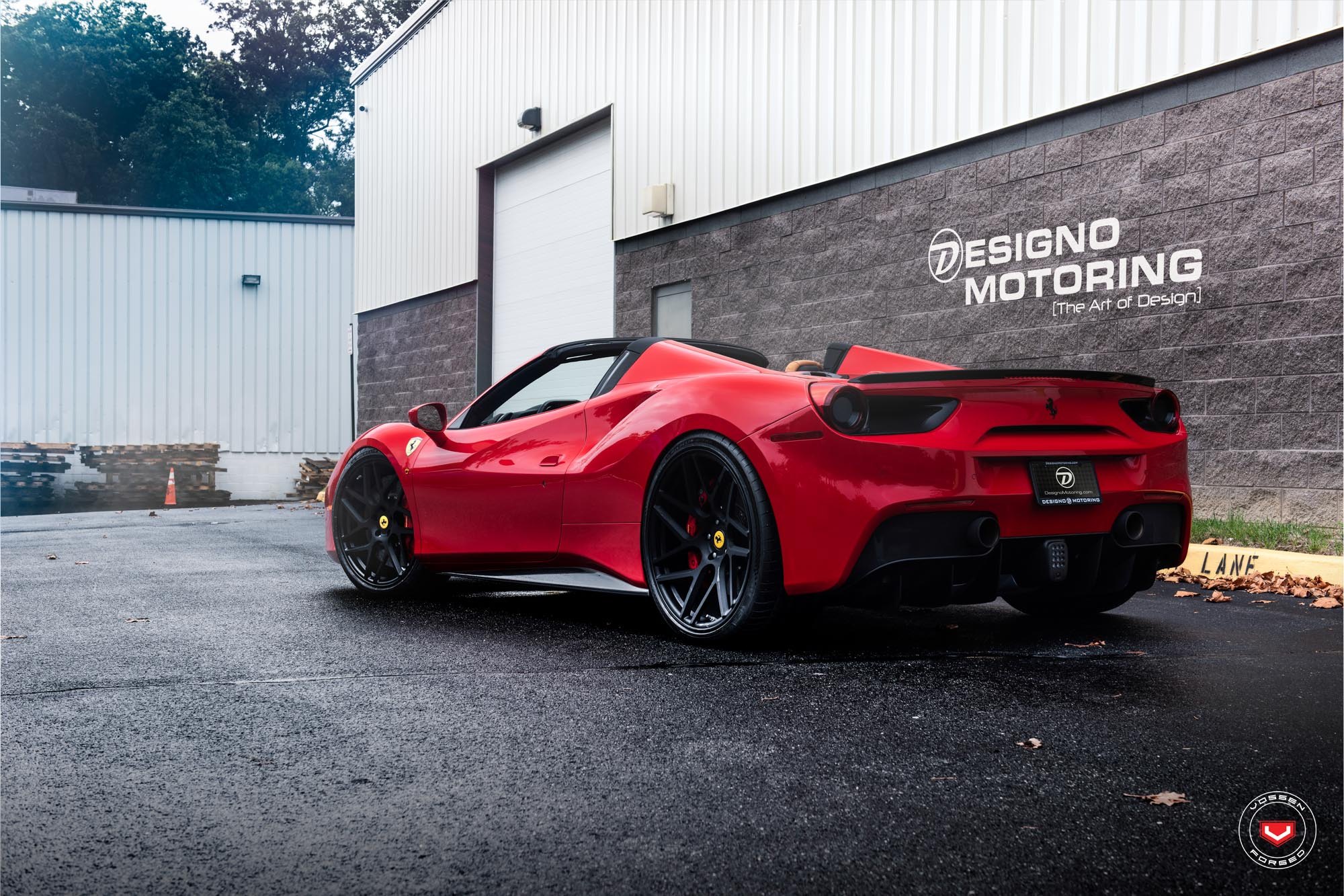 Red Convertible Ferrari 488 with Rear Lip Spoiler - Photo by Vossen