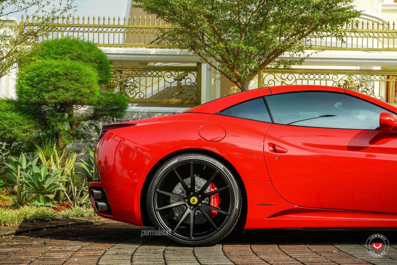 Red Ferrari California on Pirelli P Zero Tires - Photo by Vossen