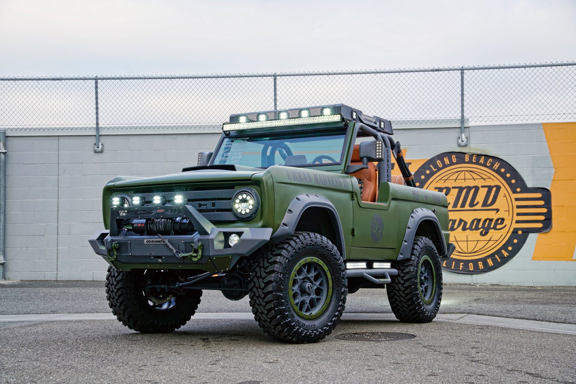 Green Ford Bronco with Go Rhino Off-Road Front Bumper - Photo by Dropstar