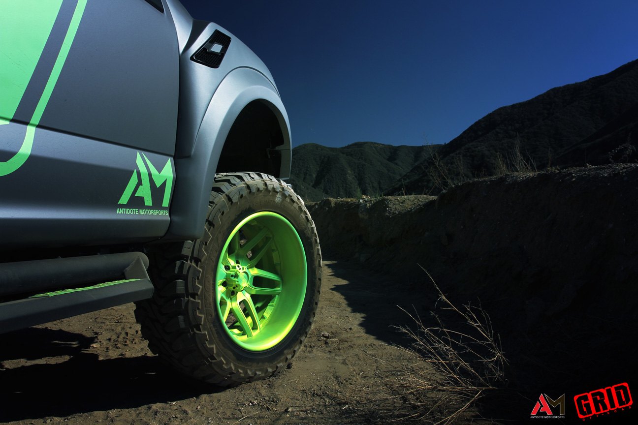 Neon Green Custom painted Offroad Wheels - Photo by Grid Off-road