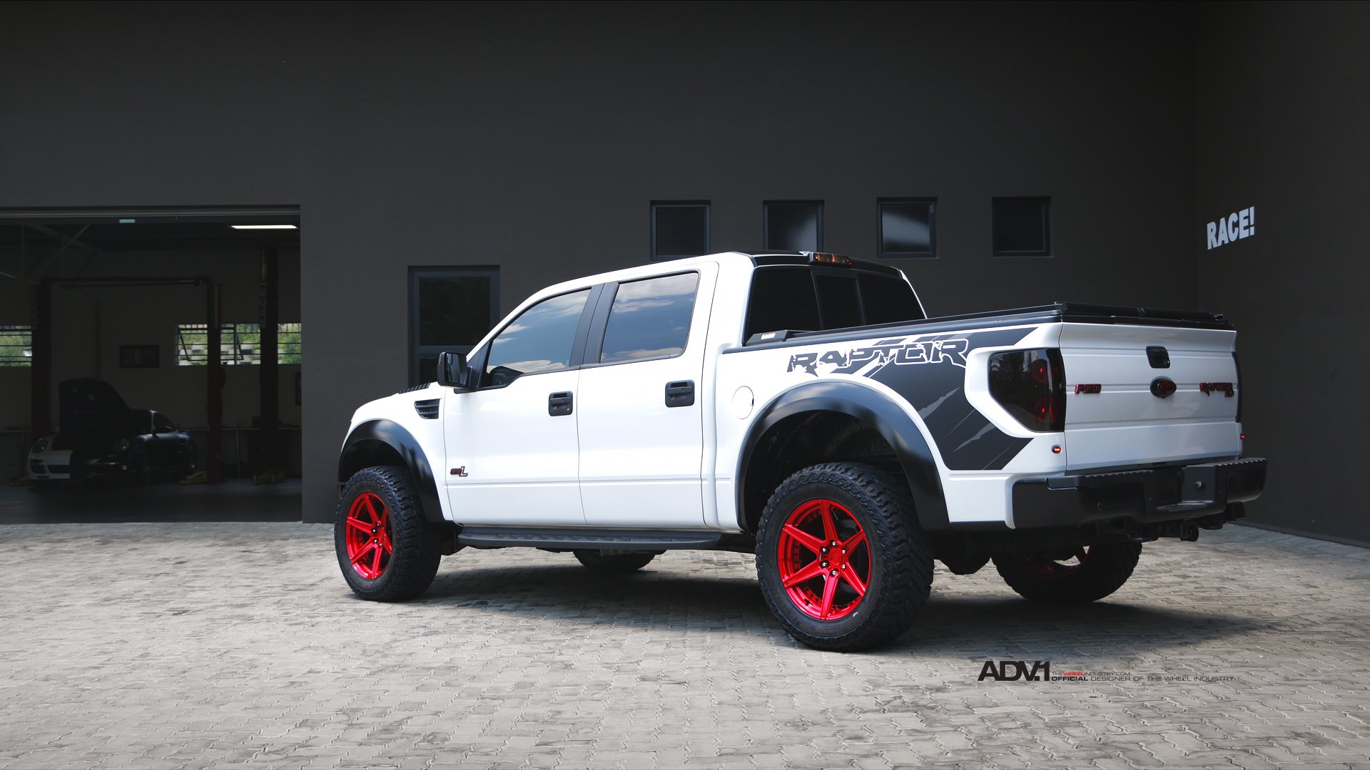White Raptor on Red ADV.1 Offroad Wheels - Photo by ADV.1