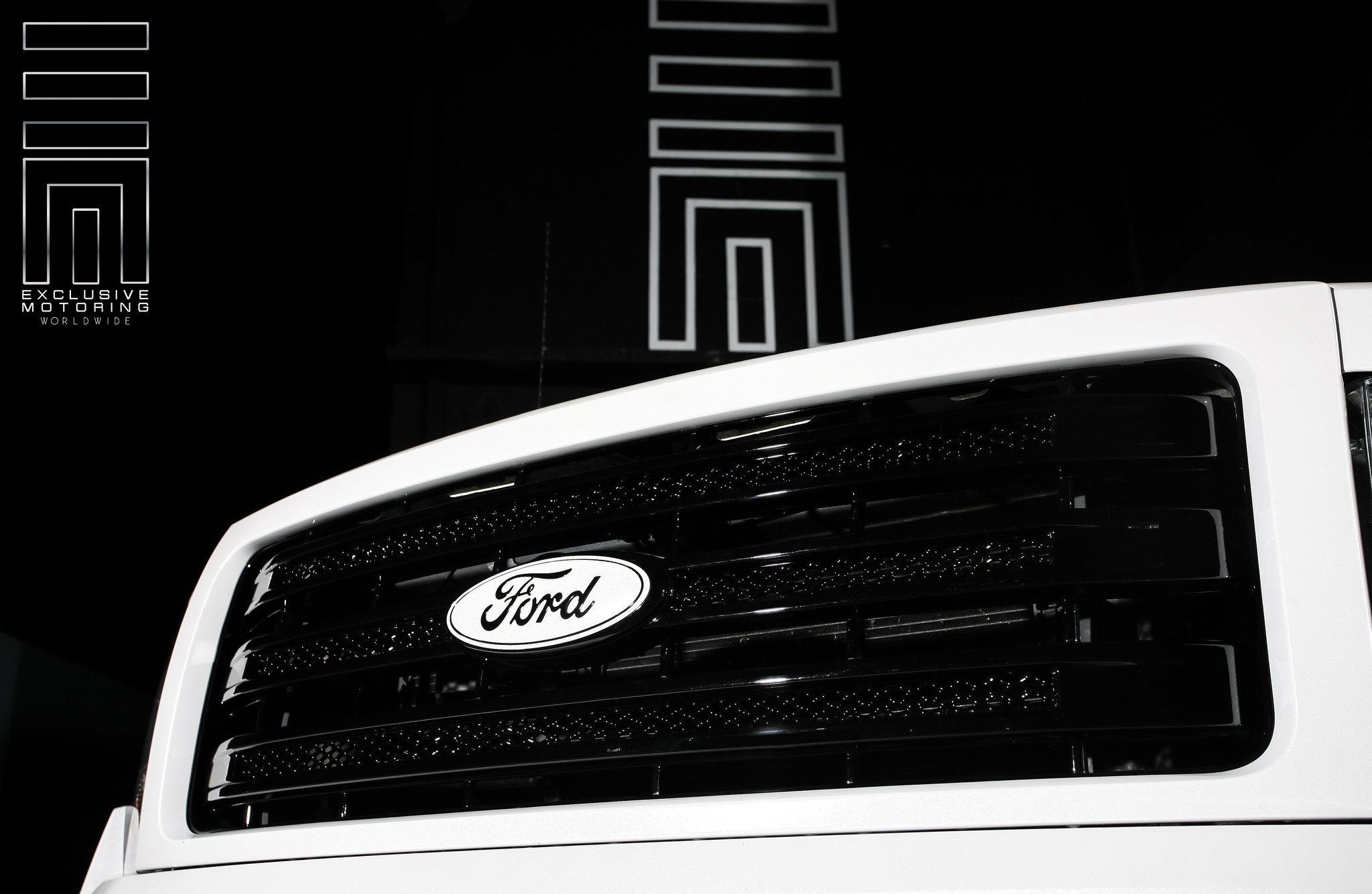 White Custom Ford F150 Grille Logo - Photo by Exclusive Motoring