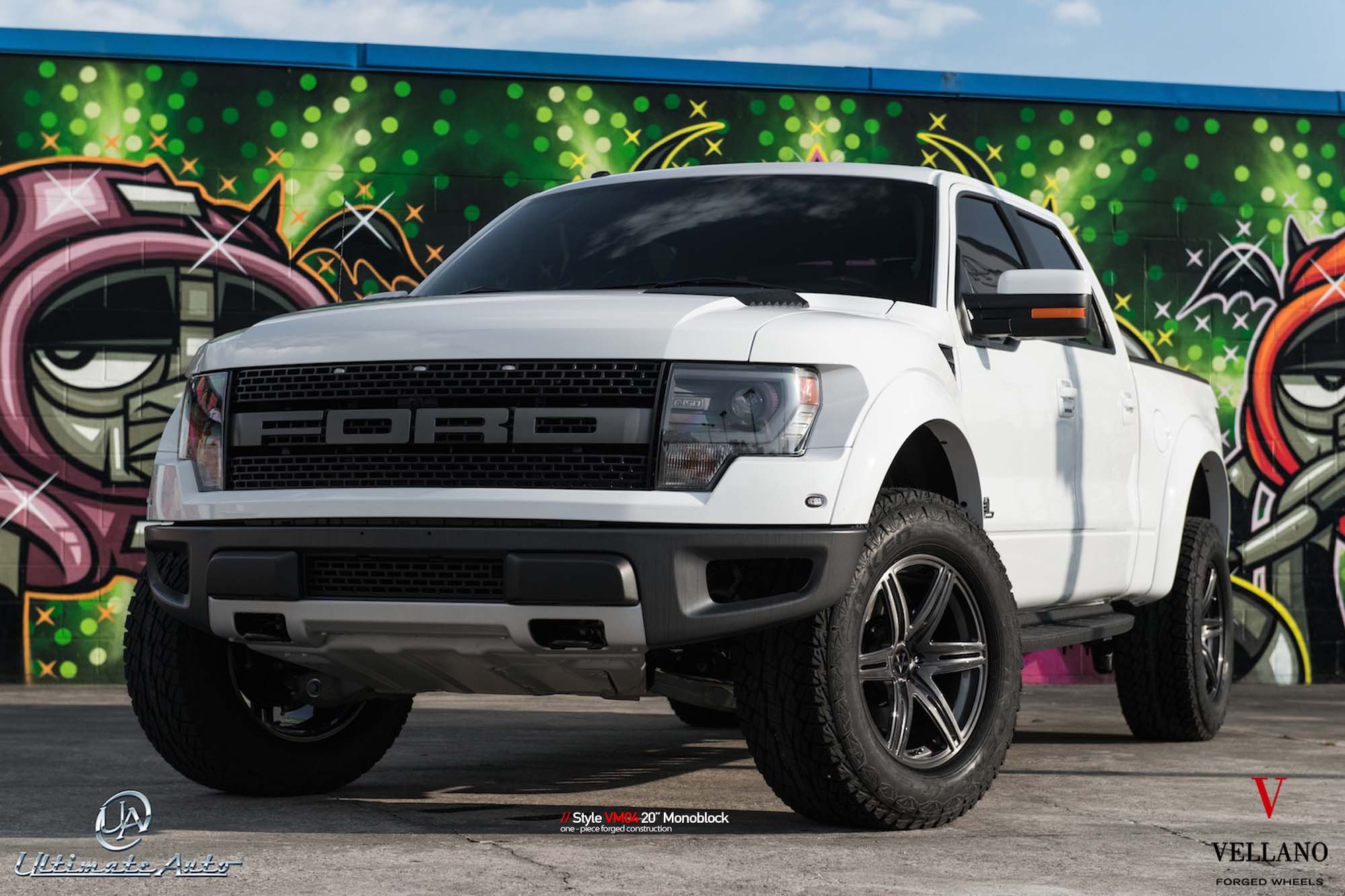 Custom White Lifted Ford F-150 - Photo by Vellano