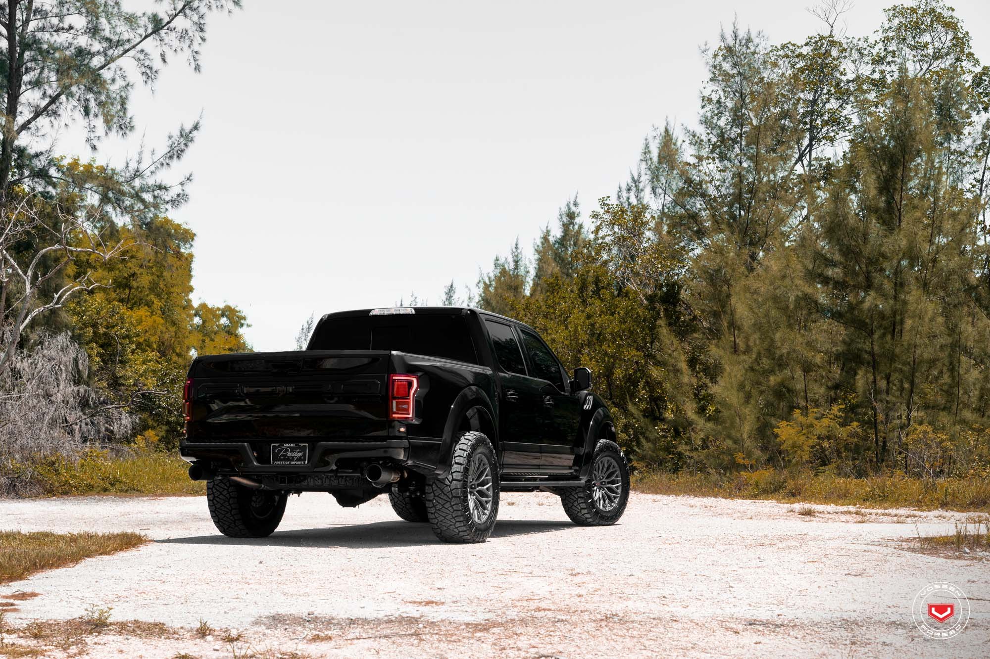 Black Lifted Ford F-150 Raptor Rear Bumper - Photo by Vossen
