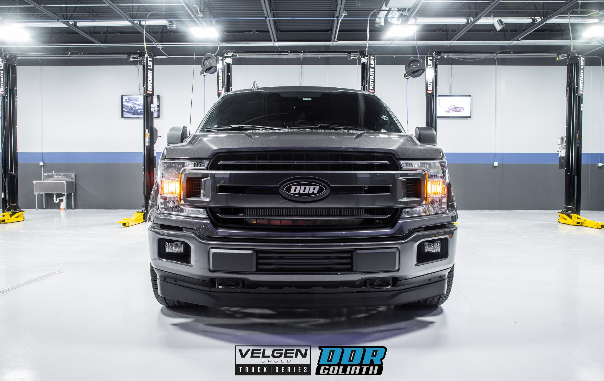 Front Bumper with LED Fog Lights on Gray Ford F-150 - Photo by Velgen