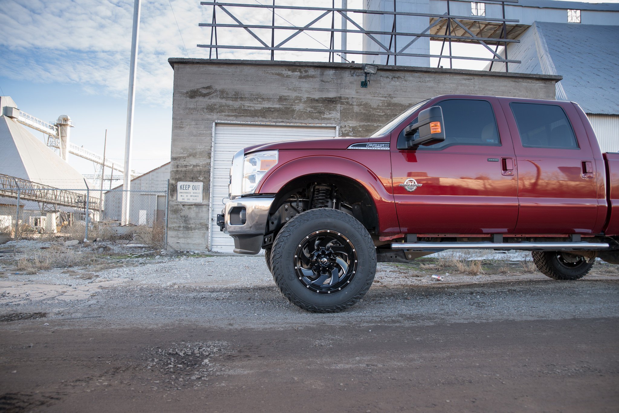 Custom Front Bumper on Red Ford F-250 - Photo by Fuel Offroad
