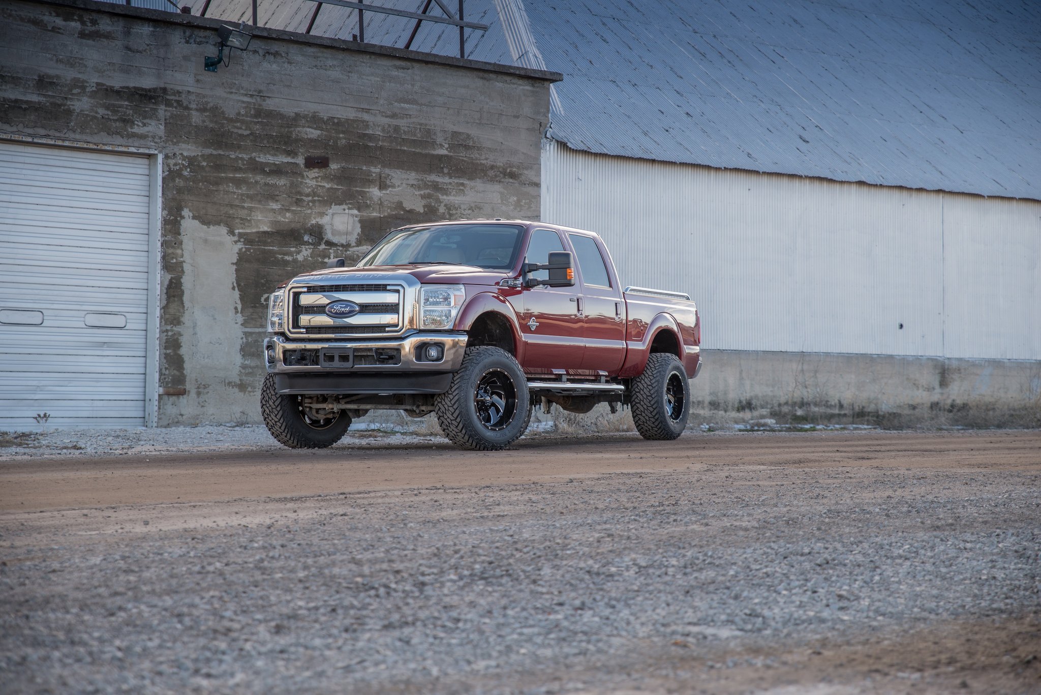 Red Ford F-250 with Gloss Black Fuel Offroad Rims - Photo by Fuel Offroad