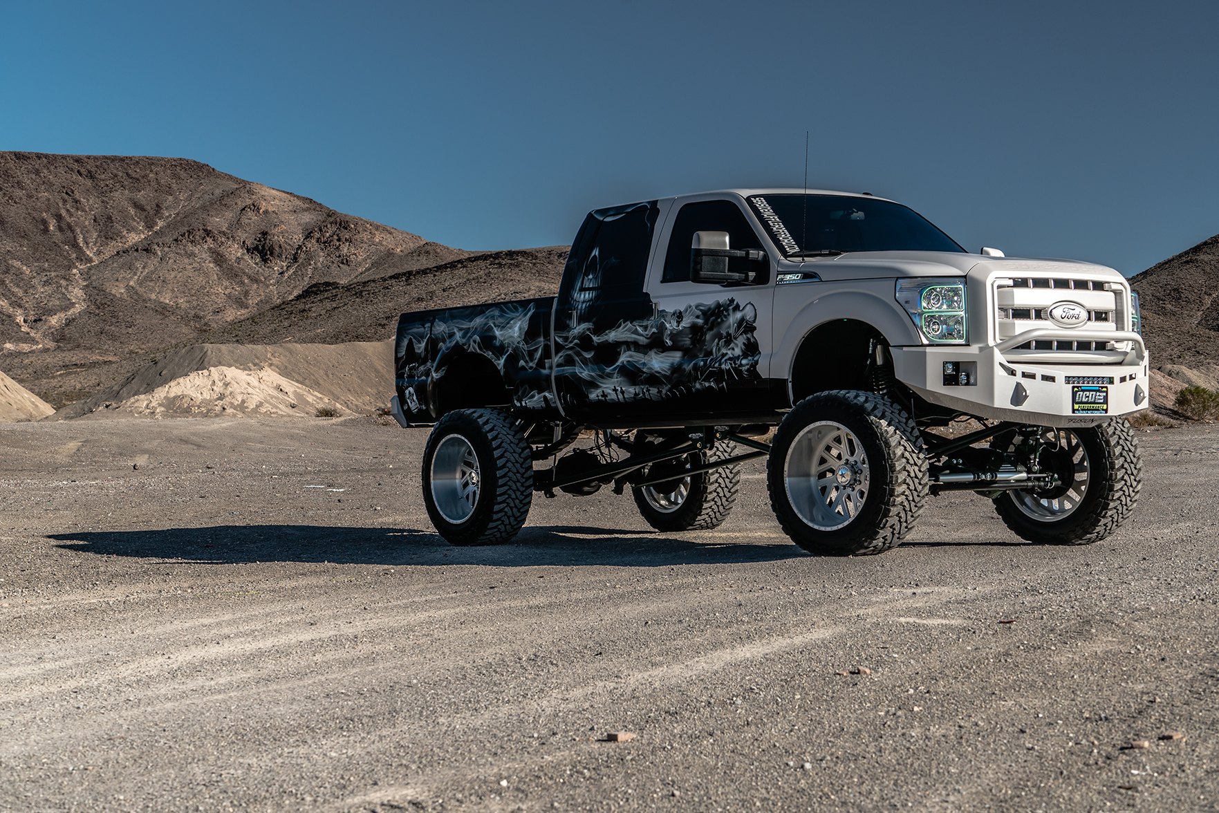 Lifted Ford F350 With Green LED Headlights - Photo by American Force