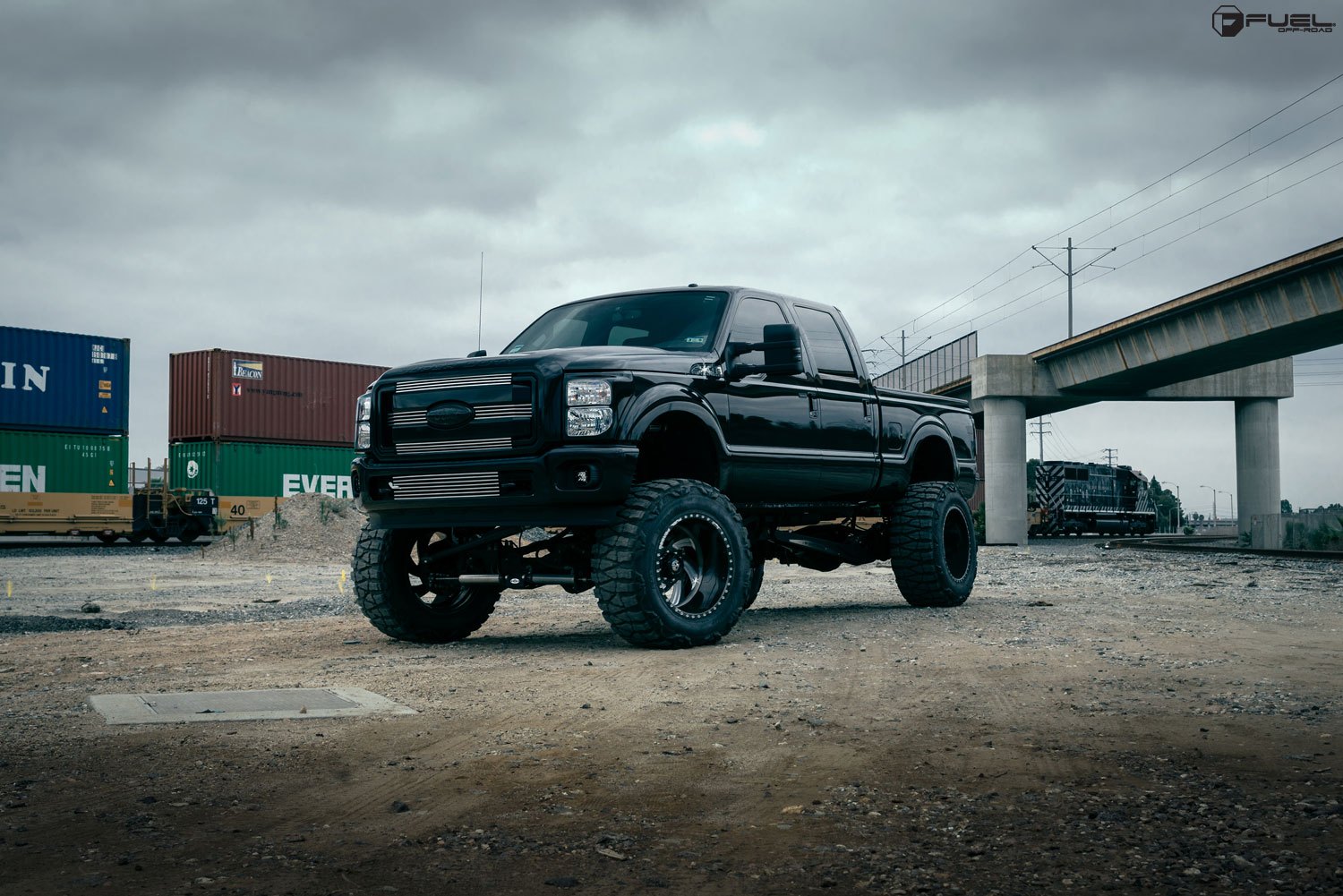 Black Ford F-350 with Custom Main and Bumper Grilles - Photo by Fuel Offroad
