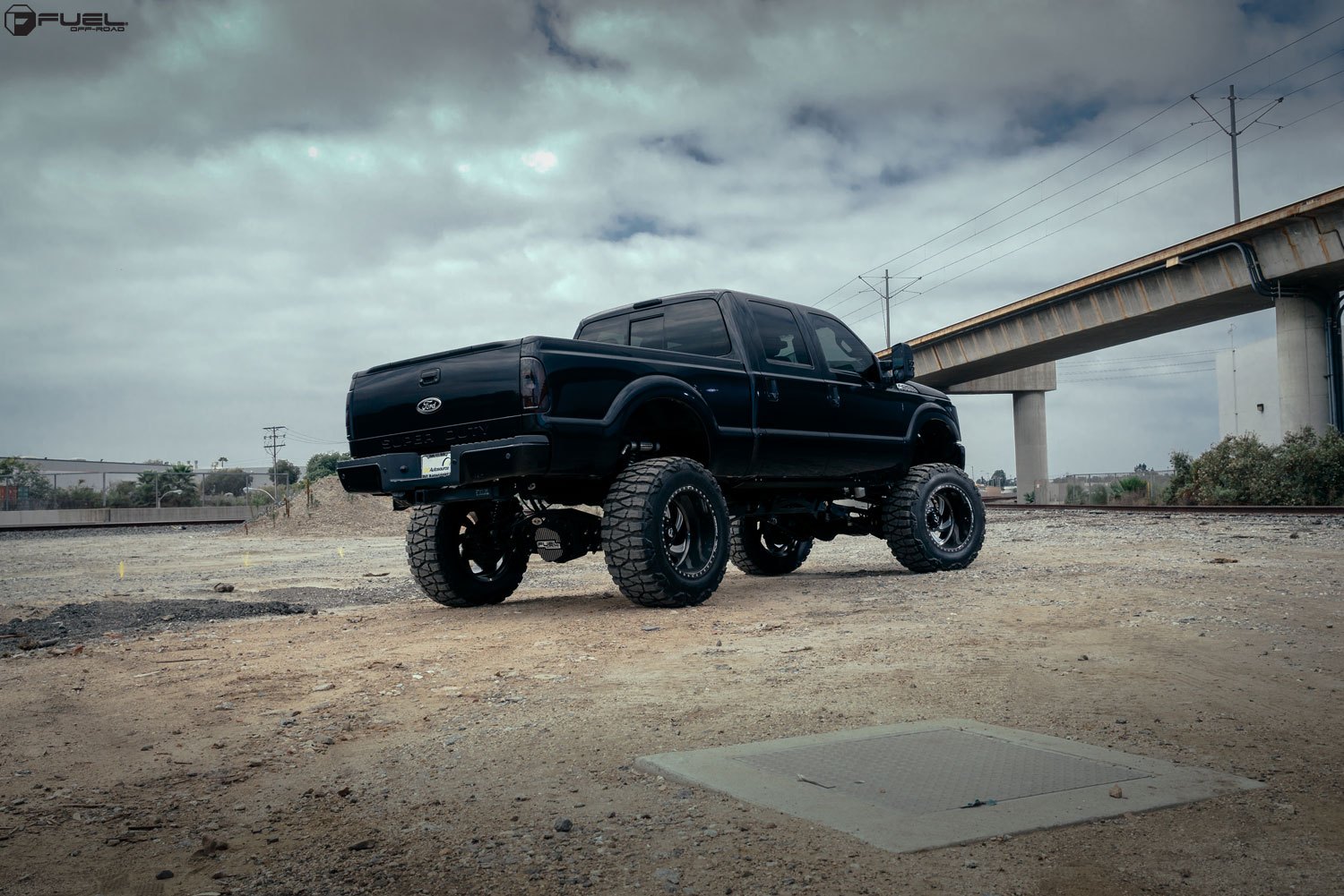 Aftermarket Rear Bumper on Black Ford F-350 Super Duty - Photo by Fuel Offroad
