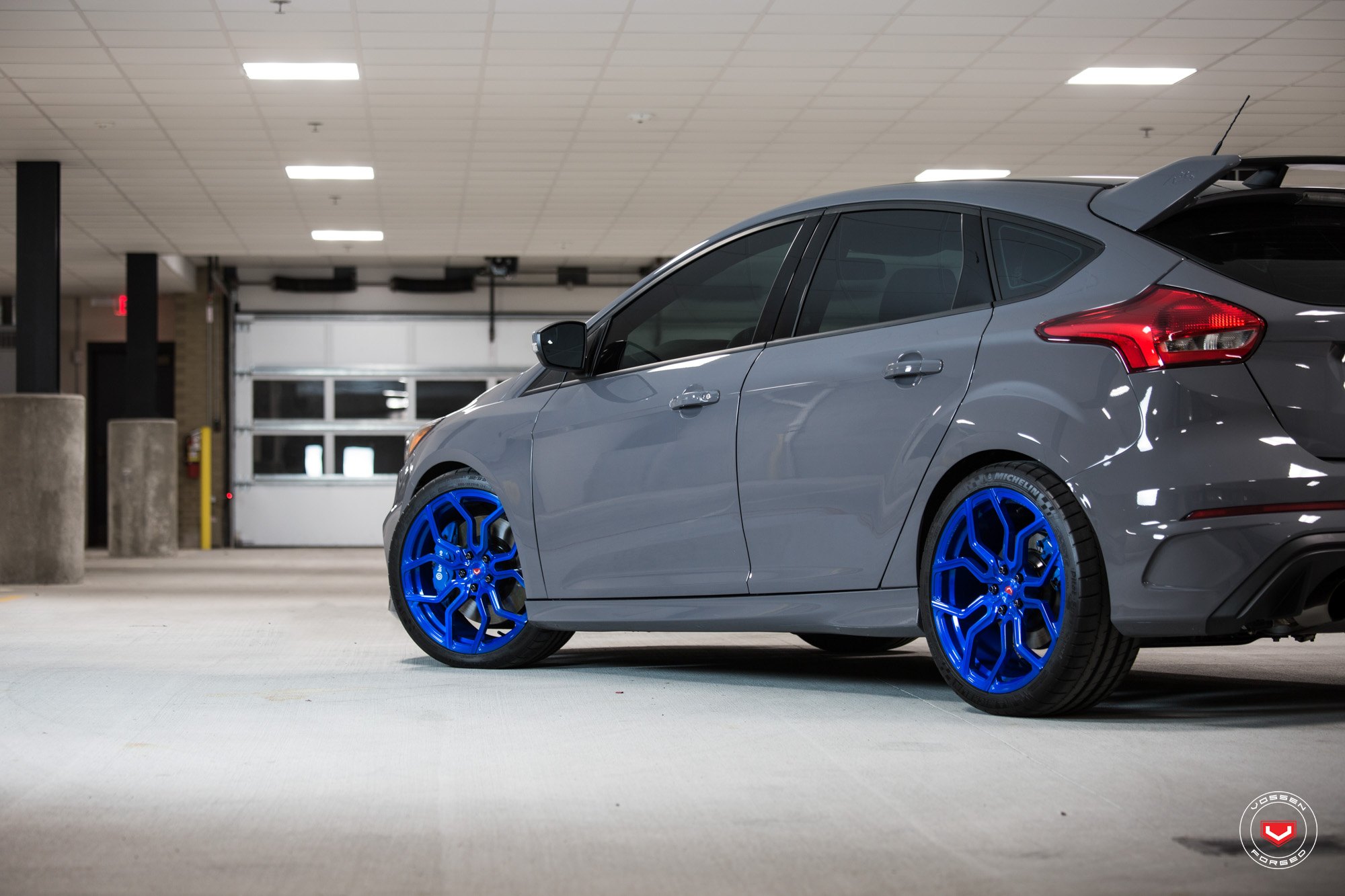 Red LED Taillights on Gray Ford Focus - Photo by Vossen