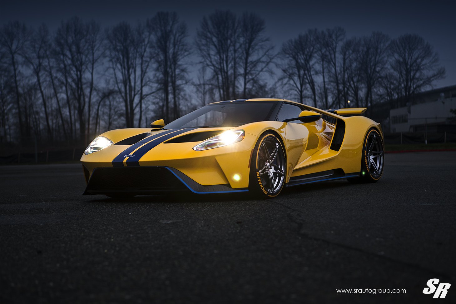 Custom Yellow Ford GT with Blue Accents - Photo by SR Auto Group