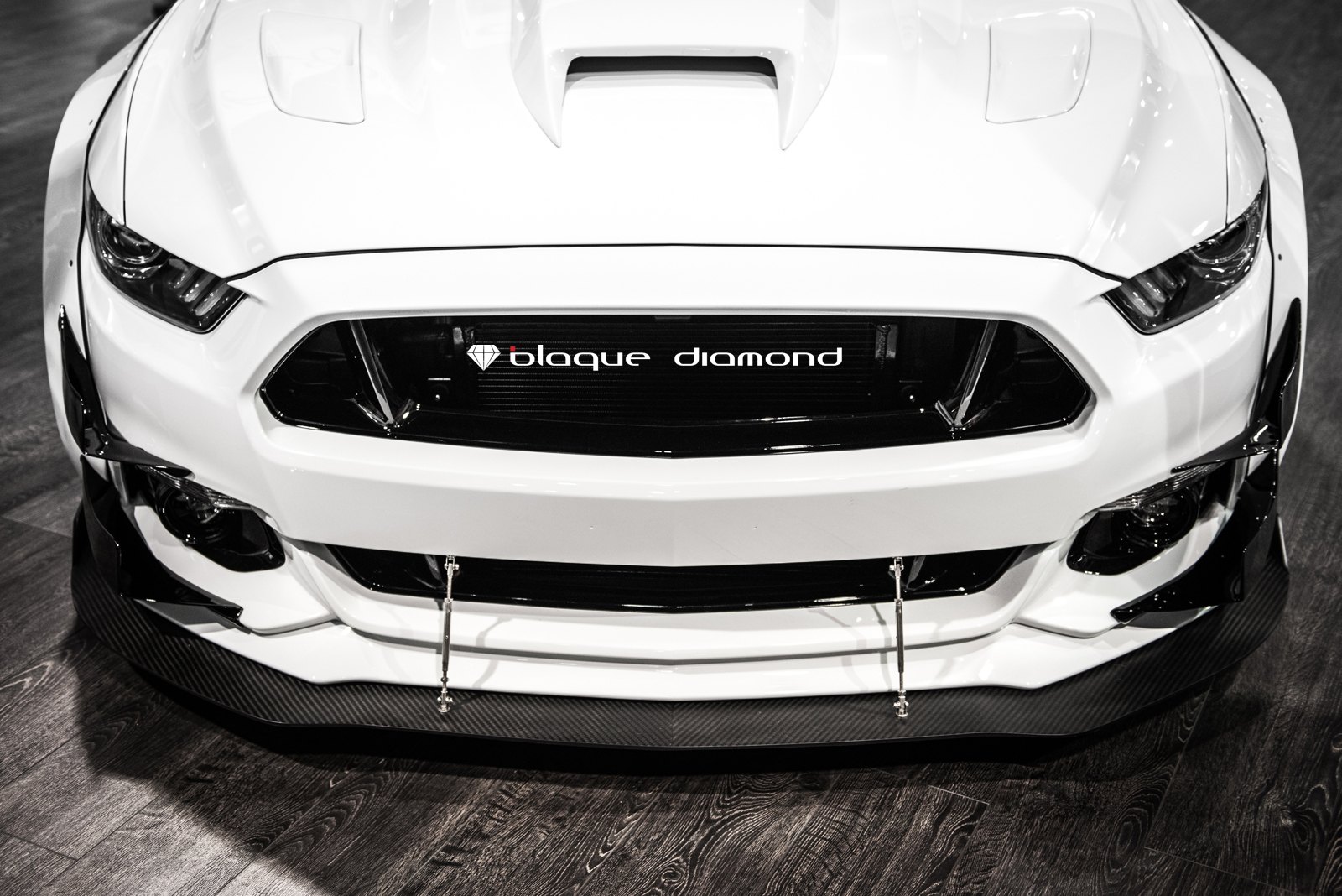Carbon Fiber Front Bumper Diffuser on Ford Mustang GT - Photo by Black Diamond