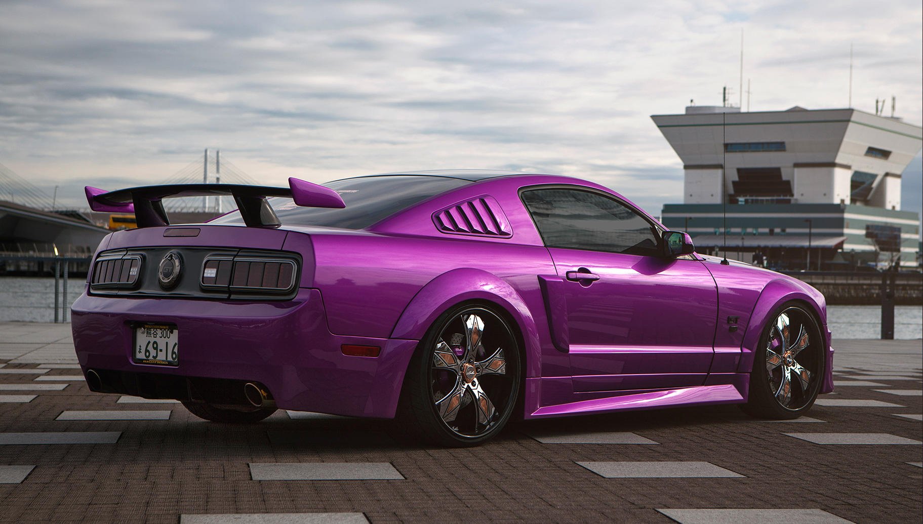 Custom Painted Wing Spoiler on Ford Mustang - Photo by Lexani