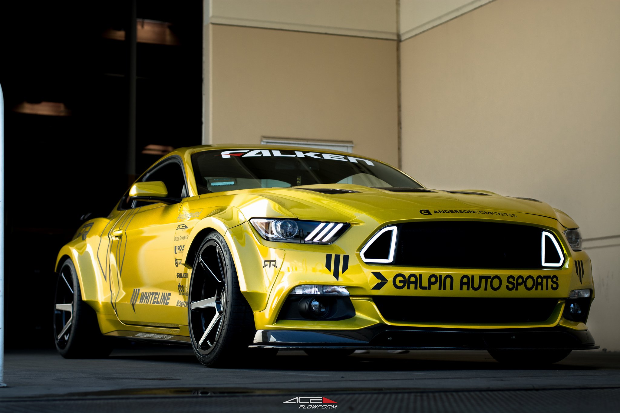 Custom Yellow Debadged Ford Mustang - Photo by Ace Alloy