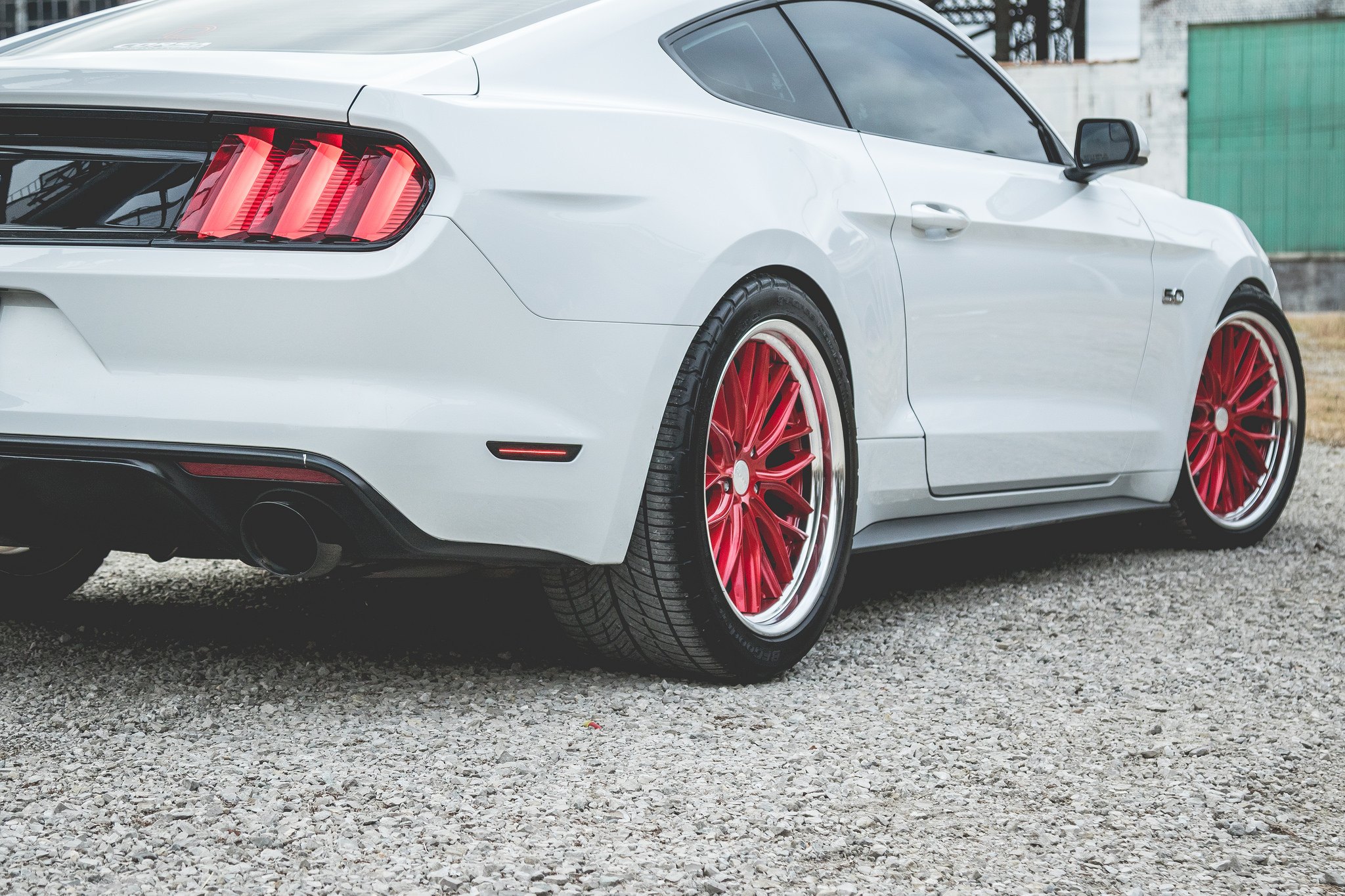 White Ford Mustang 5.0 with Custom Rear Diffuser - Photo by Vossen