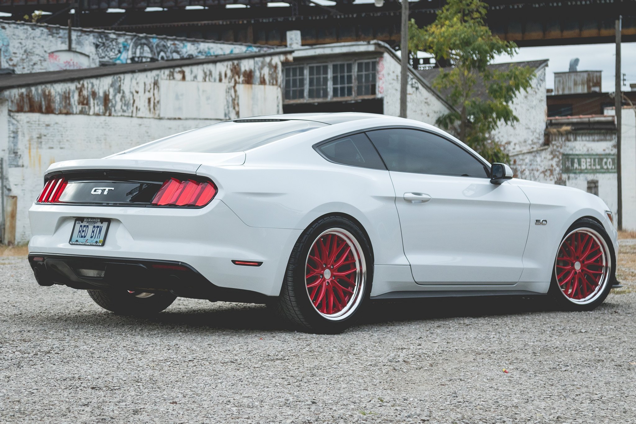 White Ford Mustang GT with Red LED Taillights - Photo by Vossen