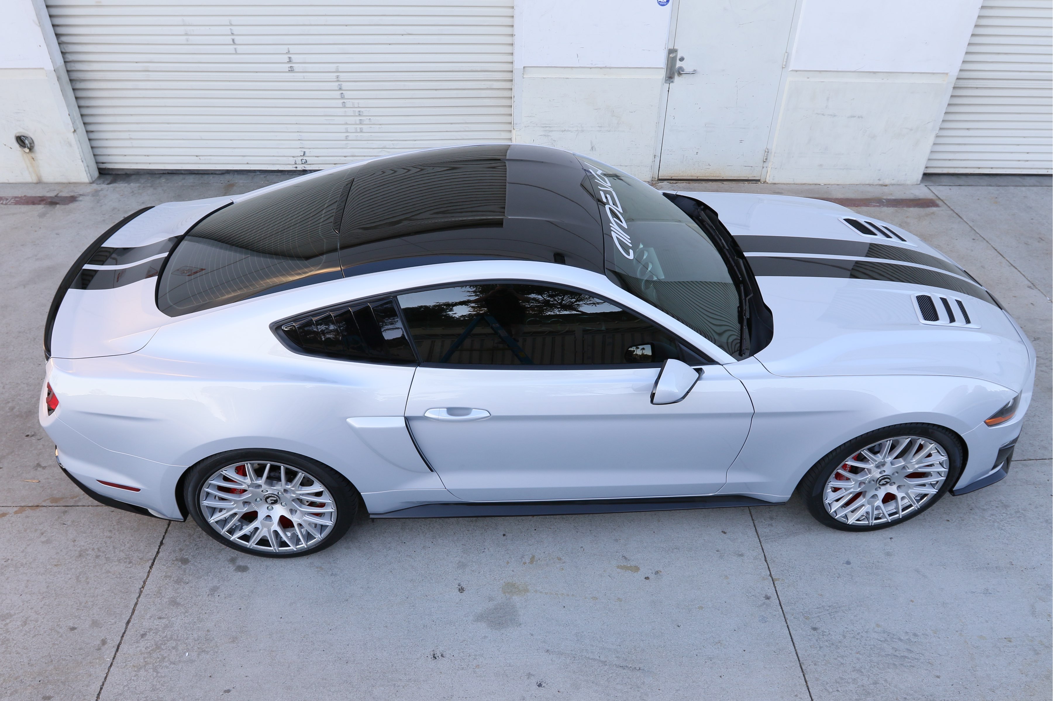 Gray Ford Mustang with Aftermarket Side Scoops - Photo by Air Design USA