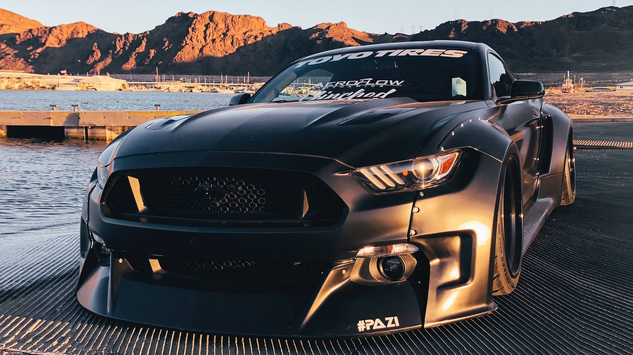 Pazi Performance Body Kit on Black Ford Mustang - Photo by Clinched