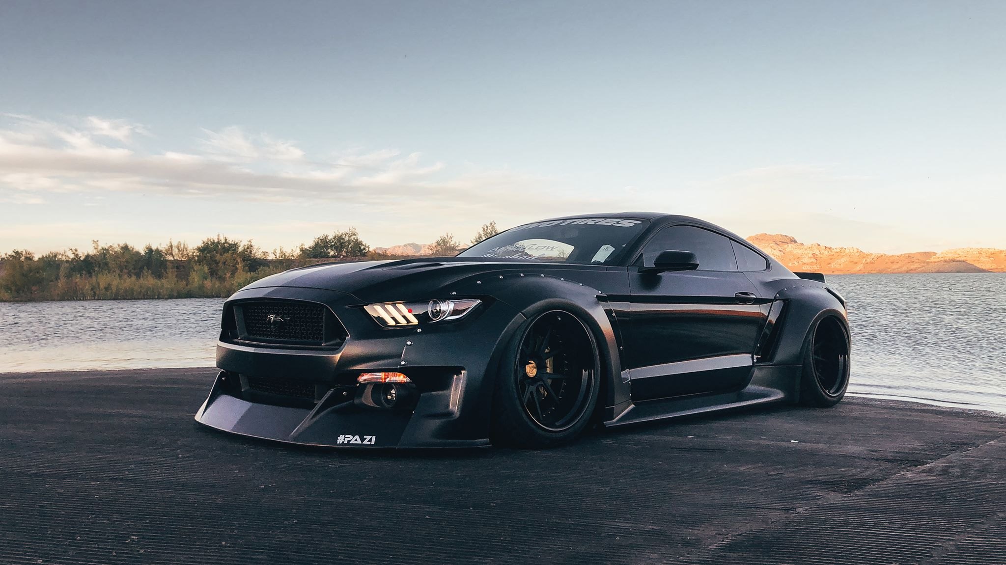 Fromt Bumper with Fog Lights on Black Ford Mustang - Photo by Clinched