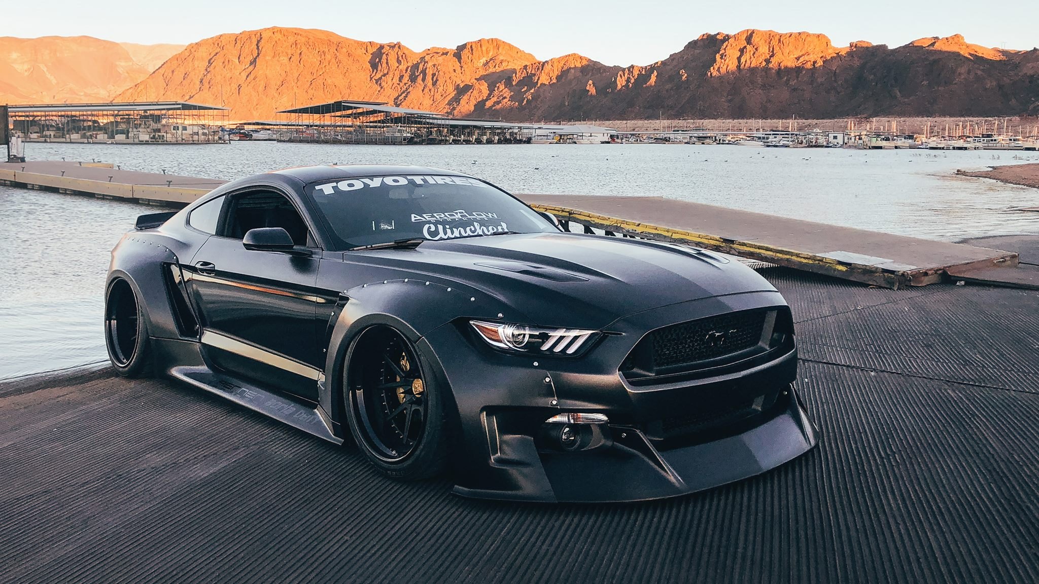 Black Ford Mustang GT with Custom Wheels - Photo by Clinched