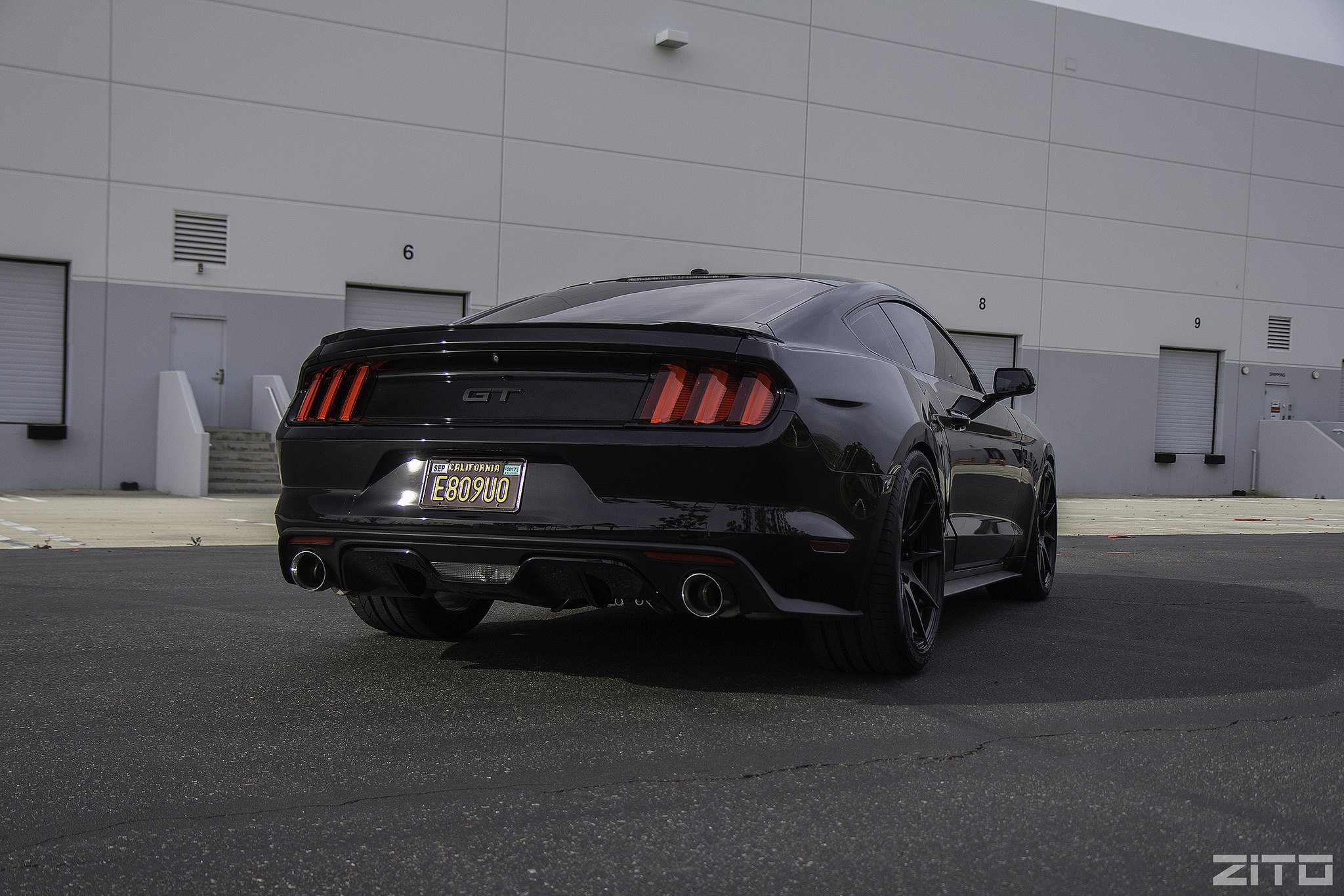 Black Ford Mustang GT with Rear Lip Spoiler - Photo by Zito Wheels