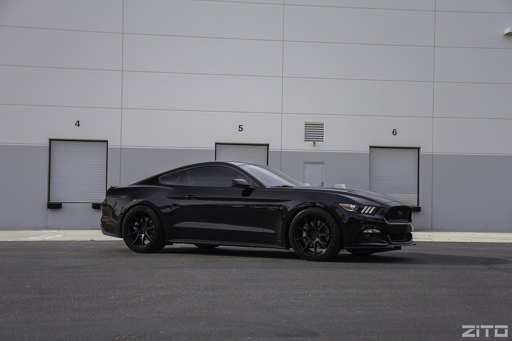 Custom Black Ford Mustang 5.0 Side Skirts - Photo by Zito Wheels