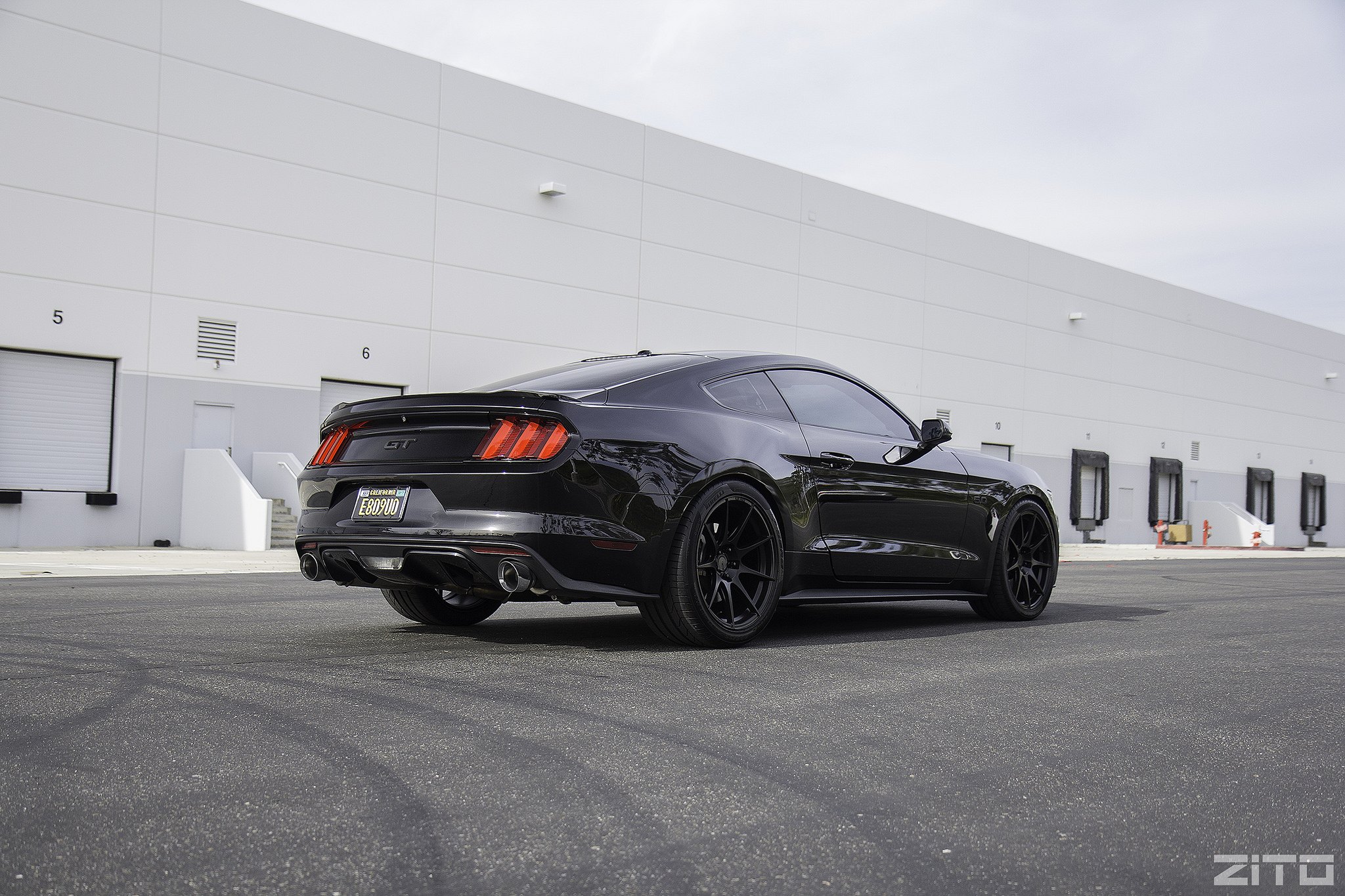 Aftermarket Rear Diffuser on Black Ford Mustang GT - Photo by Zito Wheels