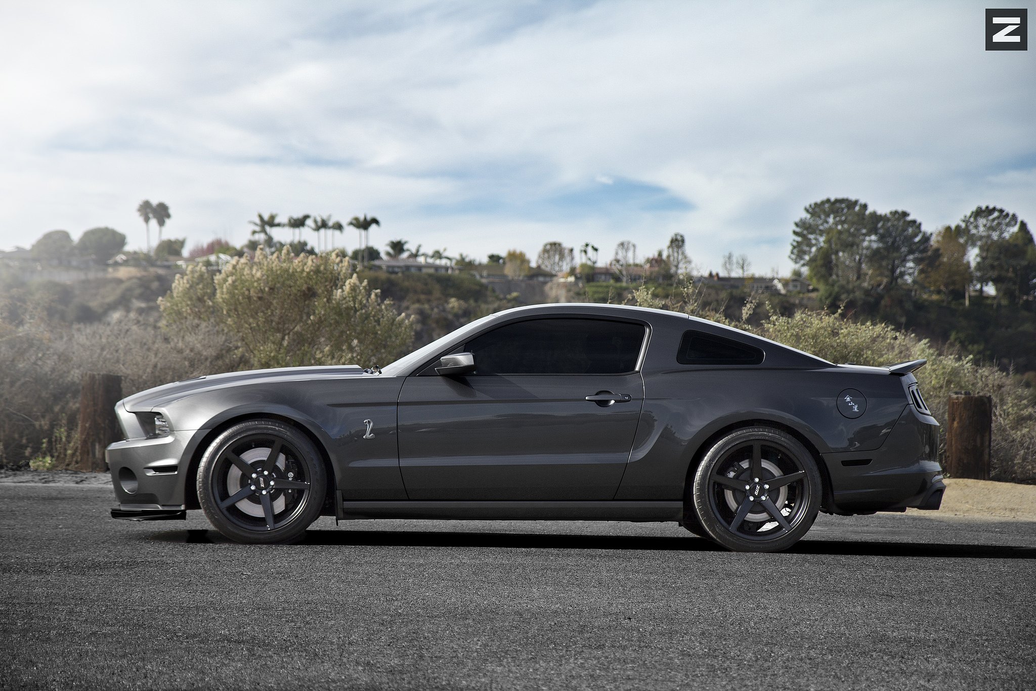 Gray Ford Mustang with Aftermarket Side Skirts - Photo by Zito Wheels
