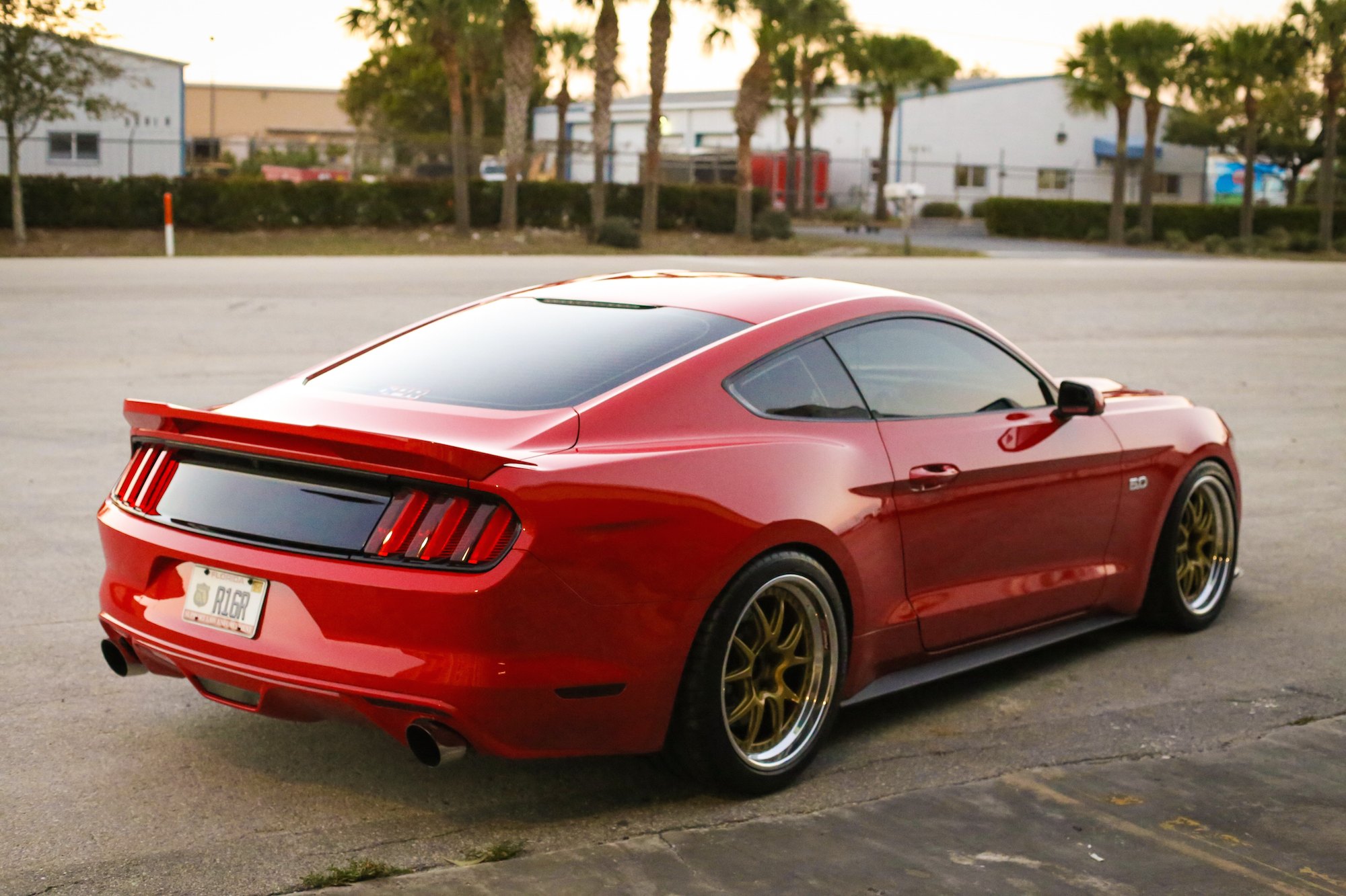 Rear Lip Spoiler on Red Ford Mustang 5.0 - Photo by Forgeline Motorsports