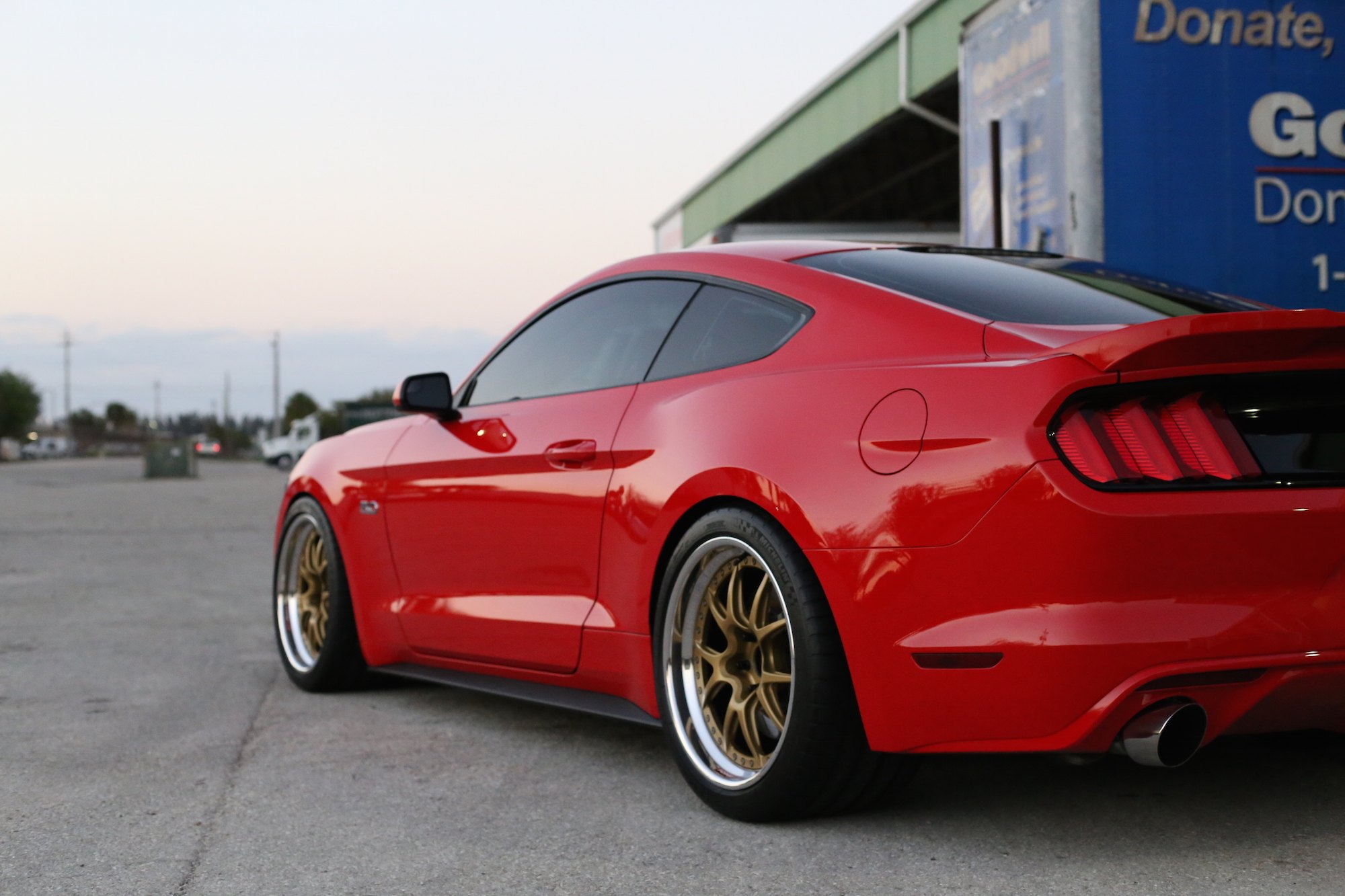 Red Ford Mustang with Bronze Forgeline Wheels - Photo by Forgeline Motorsports