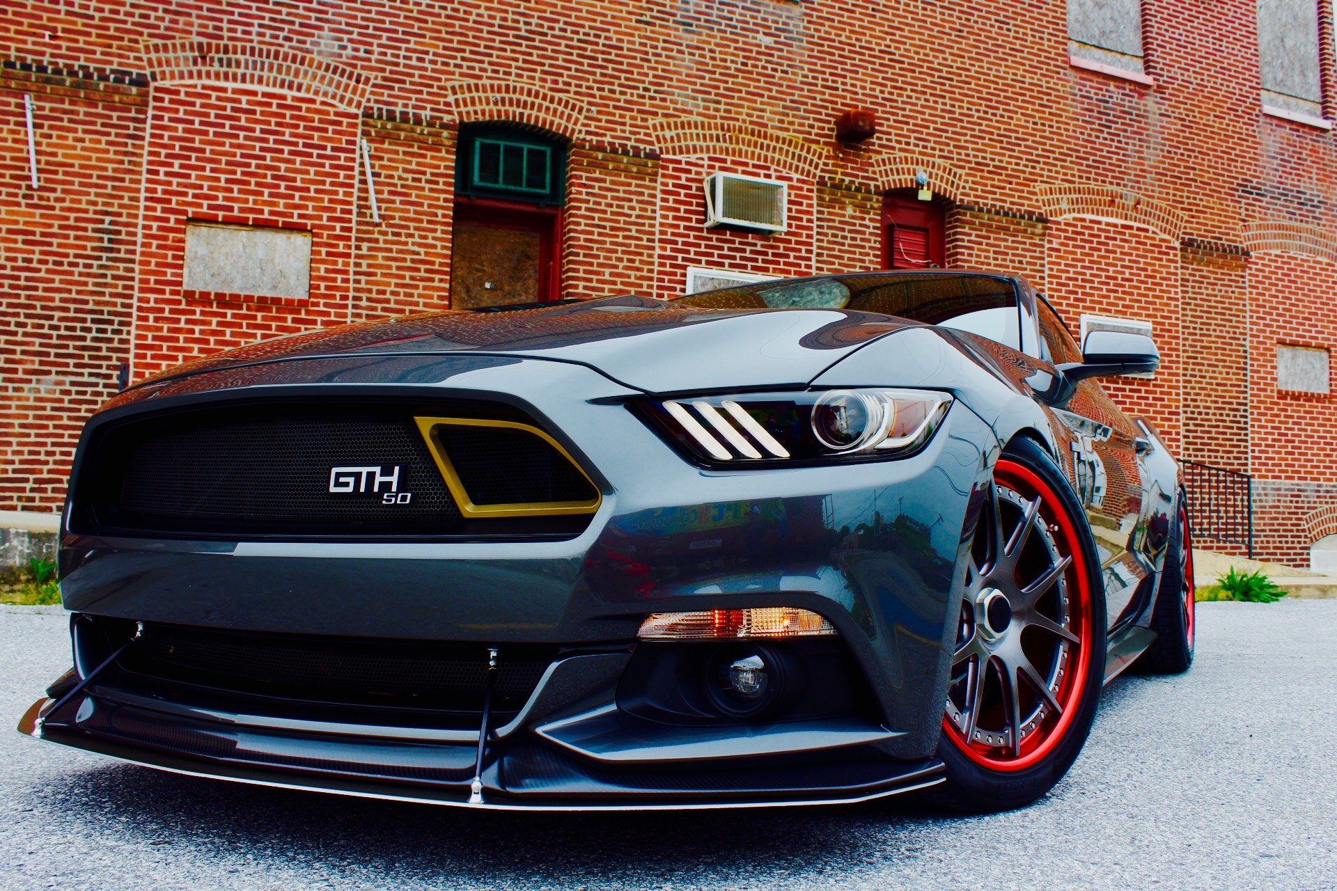 Custom Mesh Grille on Black Ford Mustang GTH 50 - Photo by Forgeline Motorsports