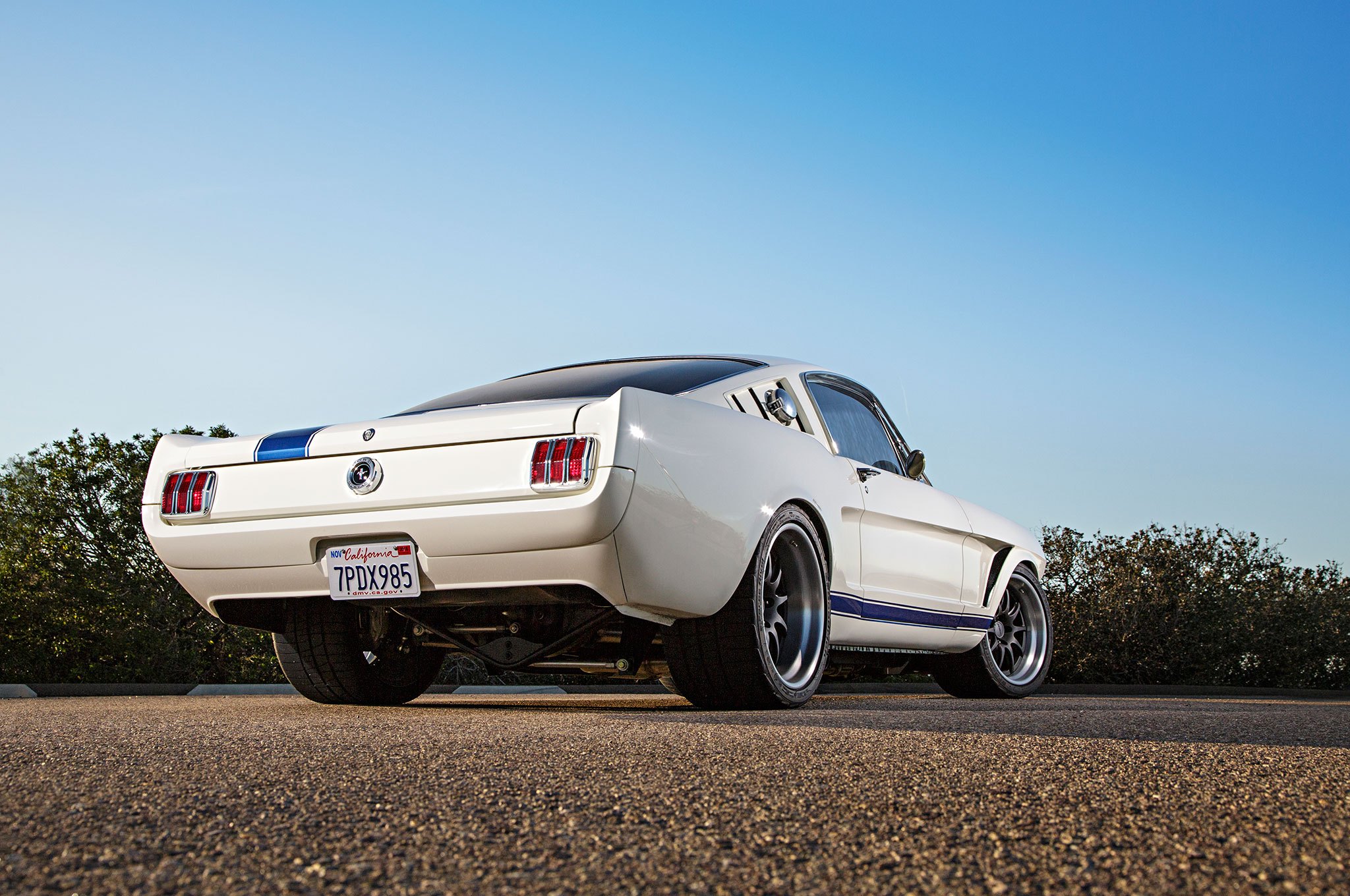 White Ford Mustang with Red LED Taillights - Photo by Forgeline Motorsports