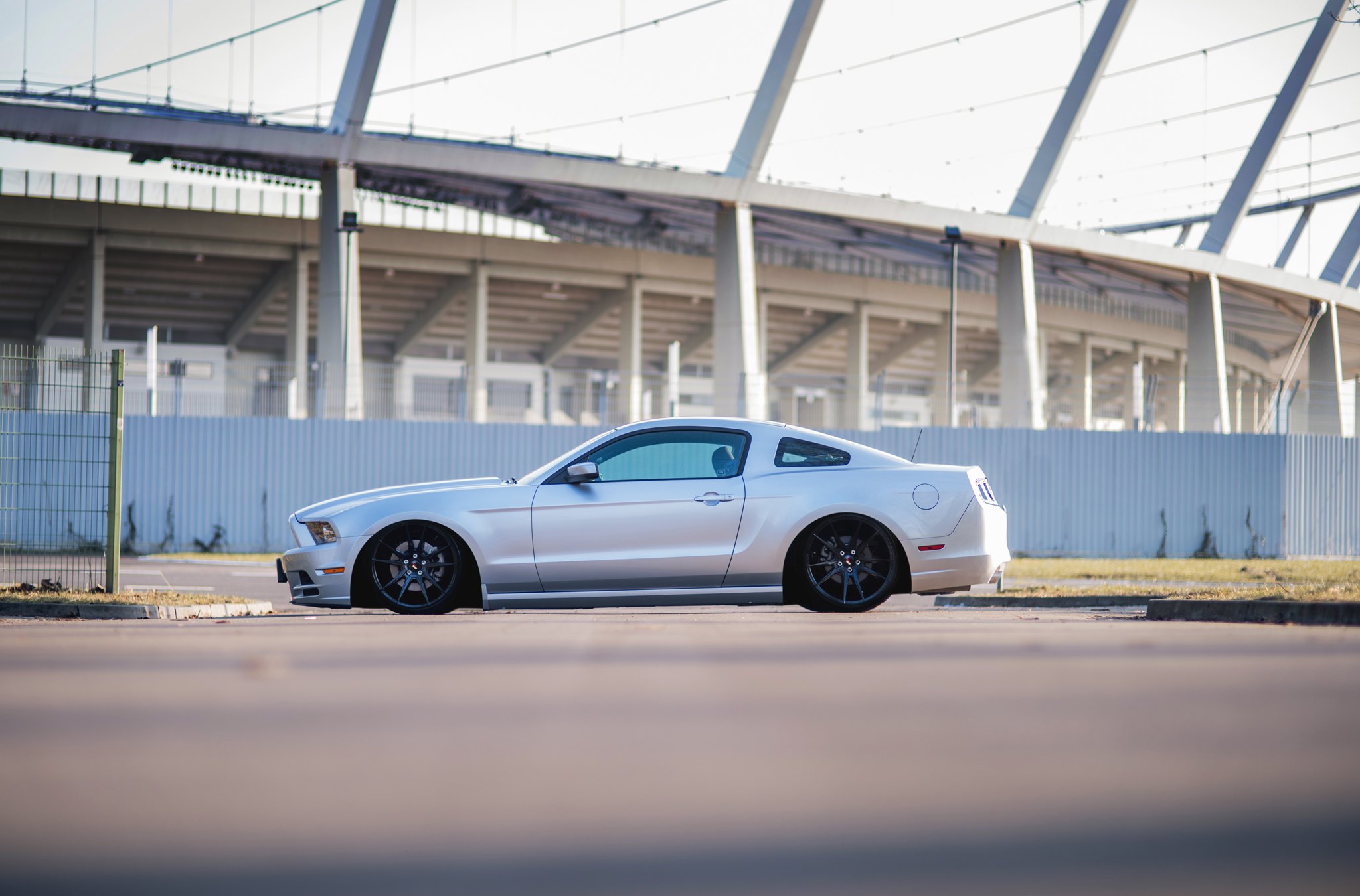Custom Gray Ford Mustang Side Skirts - Photo by JR Wheels