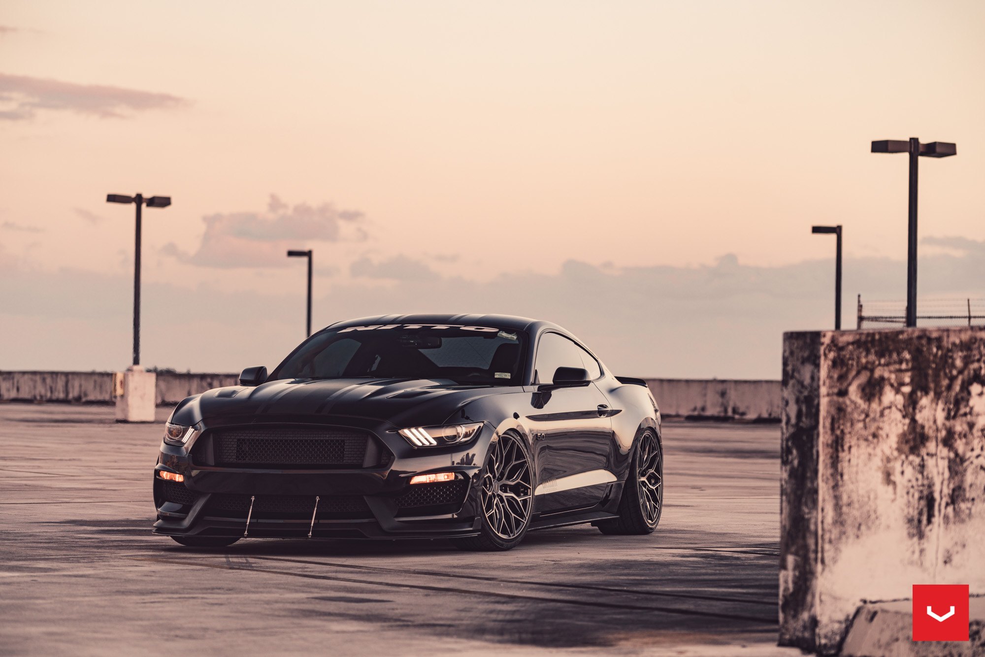 Custom Black Ford Mustang 5.0 on Nitto Tires - Photo by Vossen