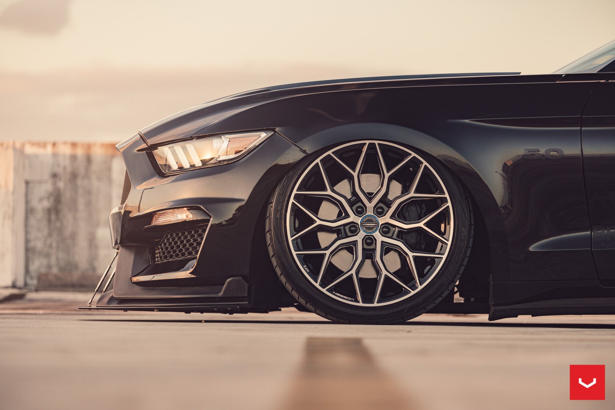 Vossen Forged Wheels on Black Ford Mustang - Photo by Vossen