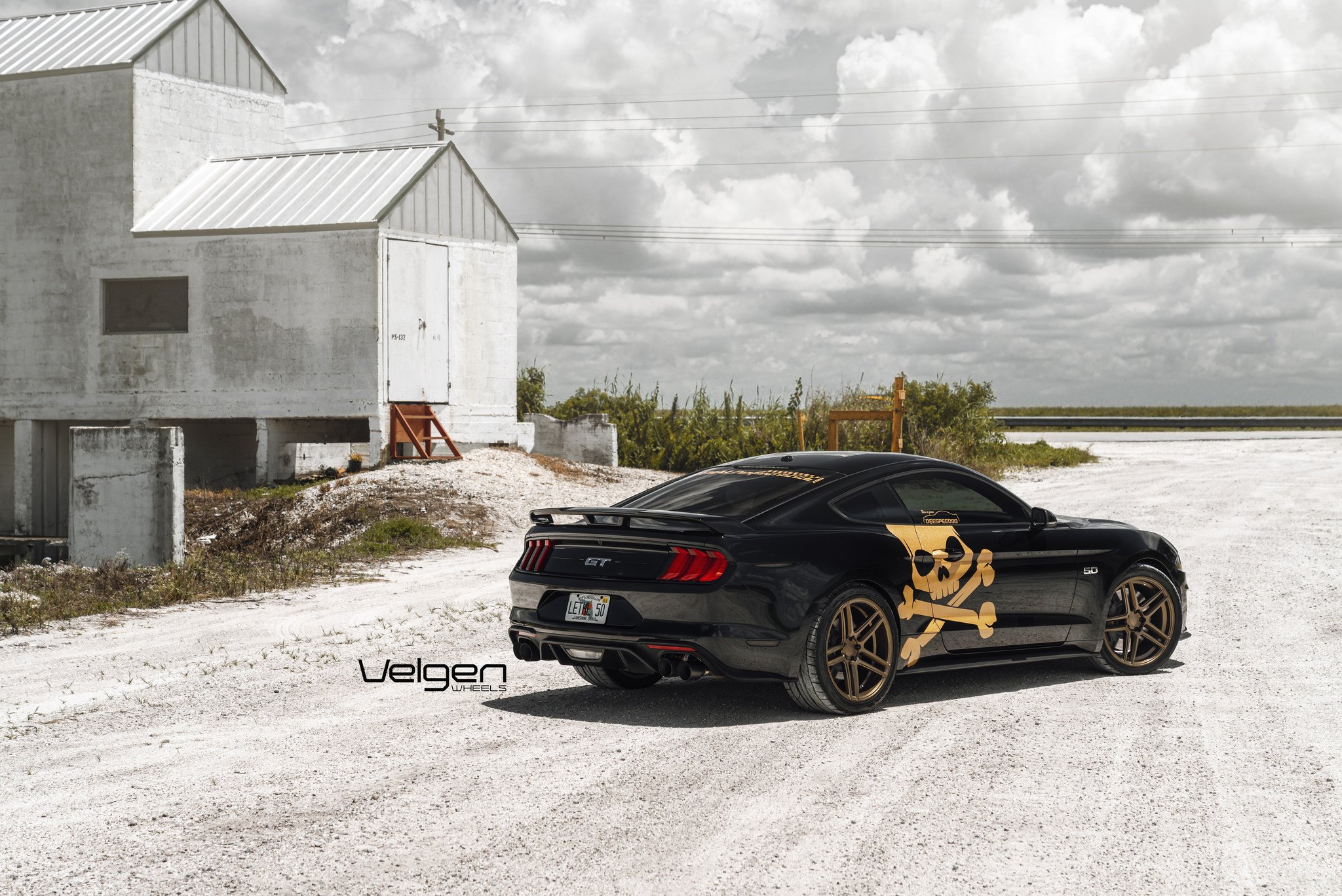 Aftermarket Rear Spoiler on Black Ford Mustang GT - Photo by Velgen Wheels