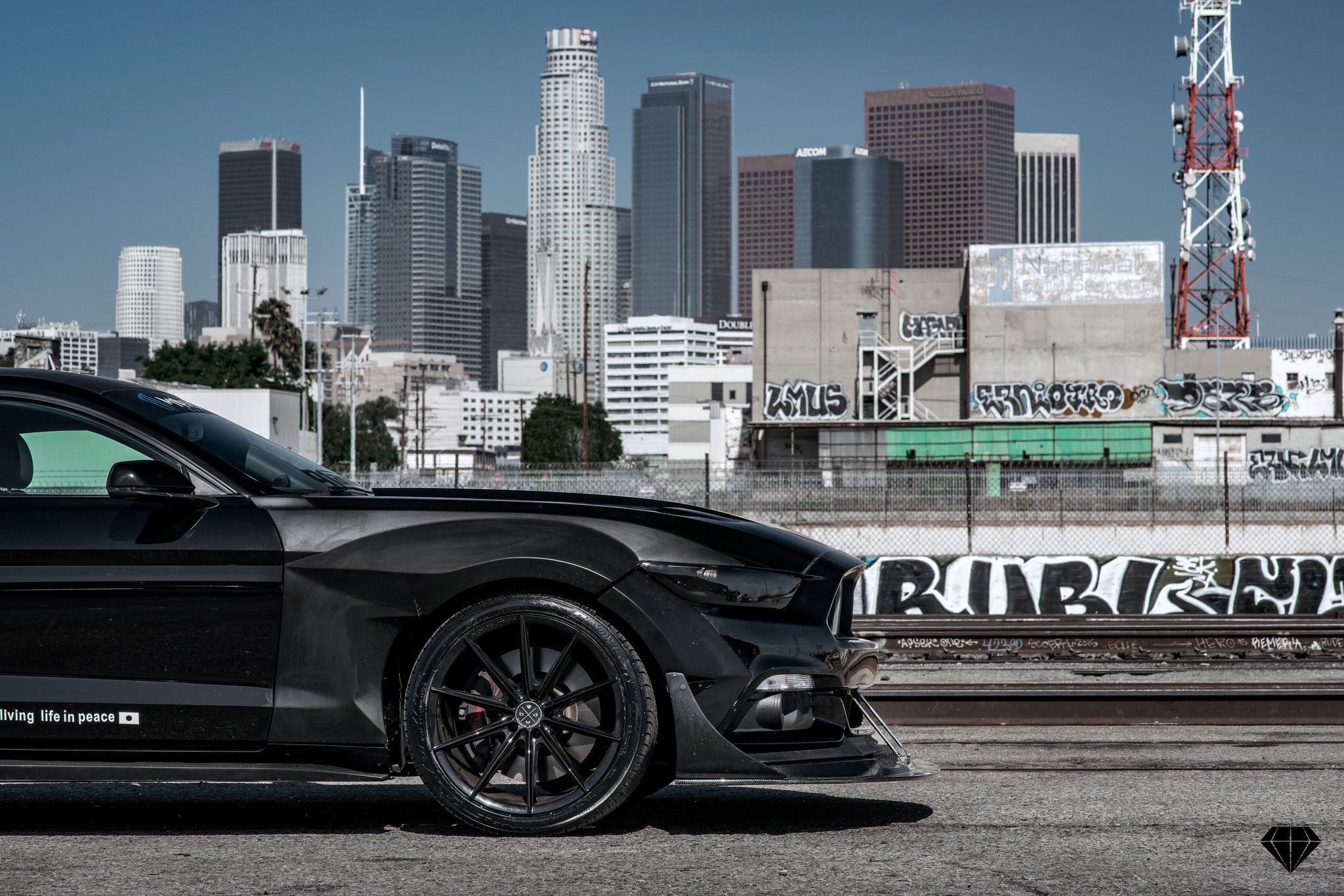 Black Ford Mustang with Blaque Diamond Wheels - Photo by Blaque Diamond Wheels