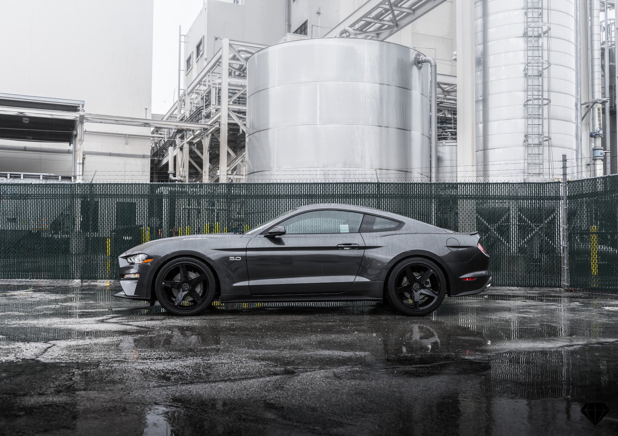 Gray Ford Mustang GT with Blaque Diamond Wheels - Photo by Blaque Diamond Wheels