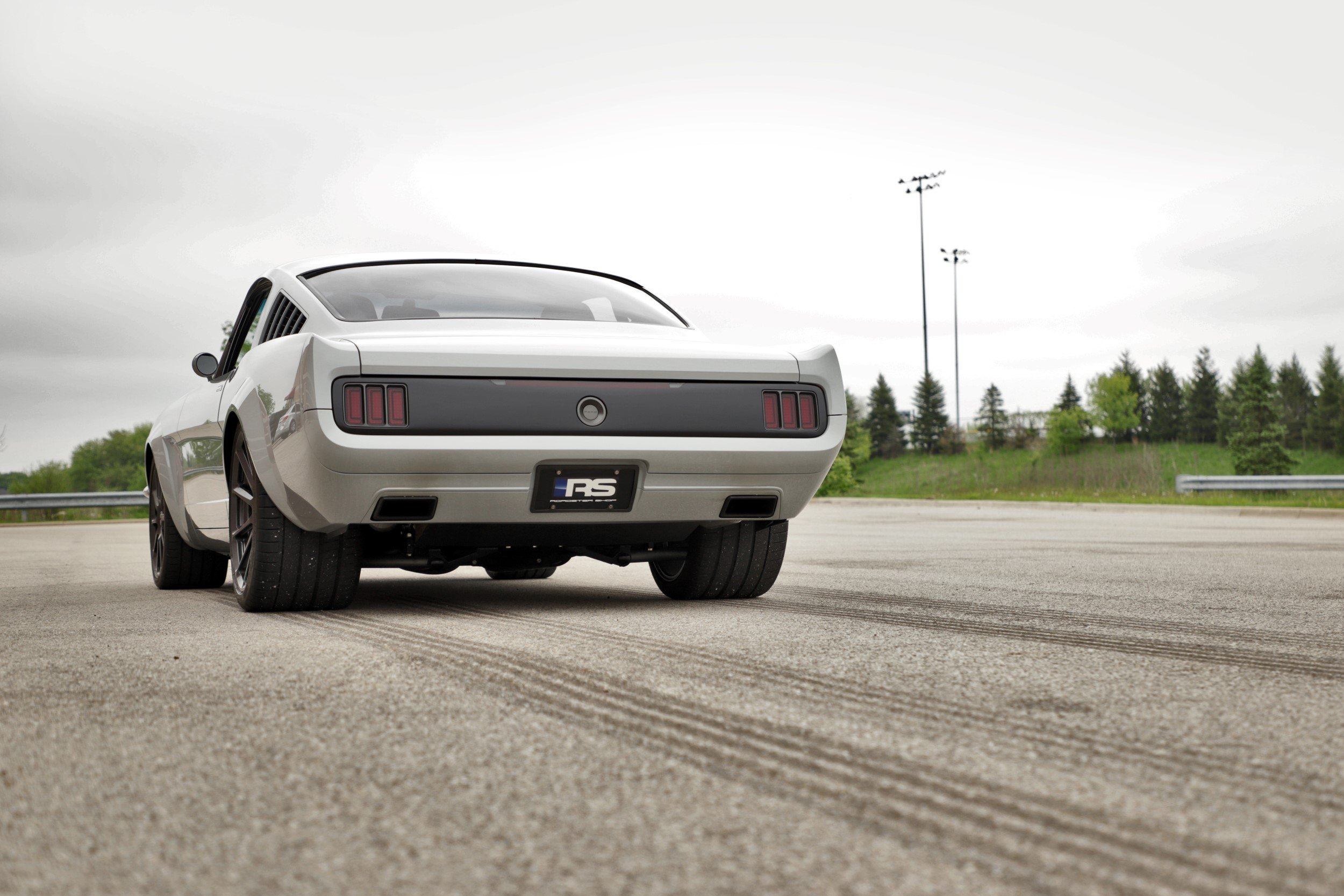 Custom Rear Diffuser on White Ford Mustang - Photo by Roadster Shop